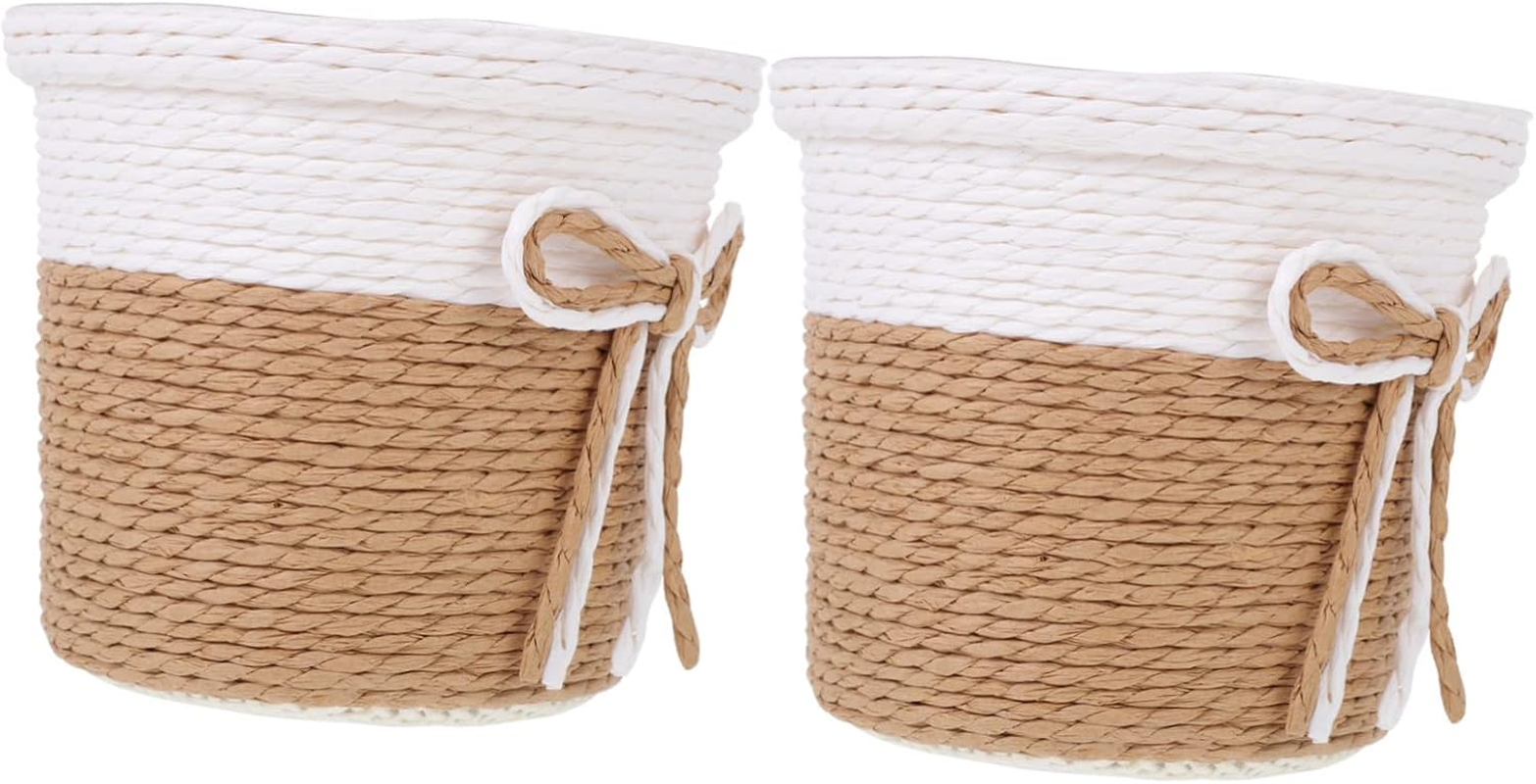 Levemolo 2Pcs Planting Baskets Versatile Nursery Pots for Flowers Cacti and Storage Creative Woven Design for Indoor and Outdoor Gardening image number 3