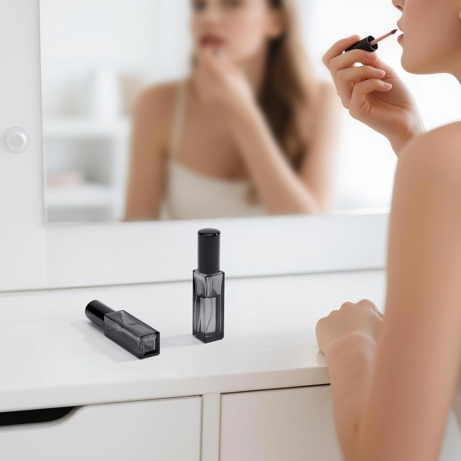 Segus Perfume Atomiser 10Ml, 10 Pcs Glass Refillable Perfume Bottle, Aftershave Spray Bottle, Empty Fragrance Atomiser, Travel Aftershave Dispenser for Handbag, Pocket, Purse (Black)