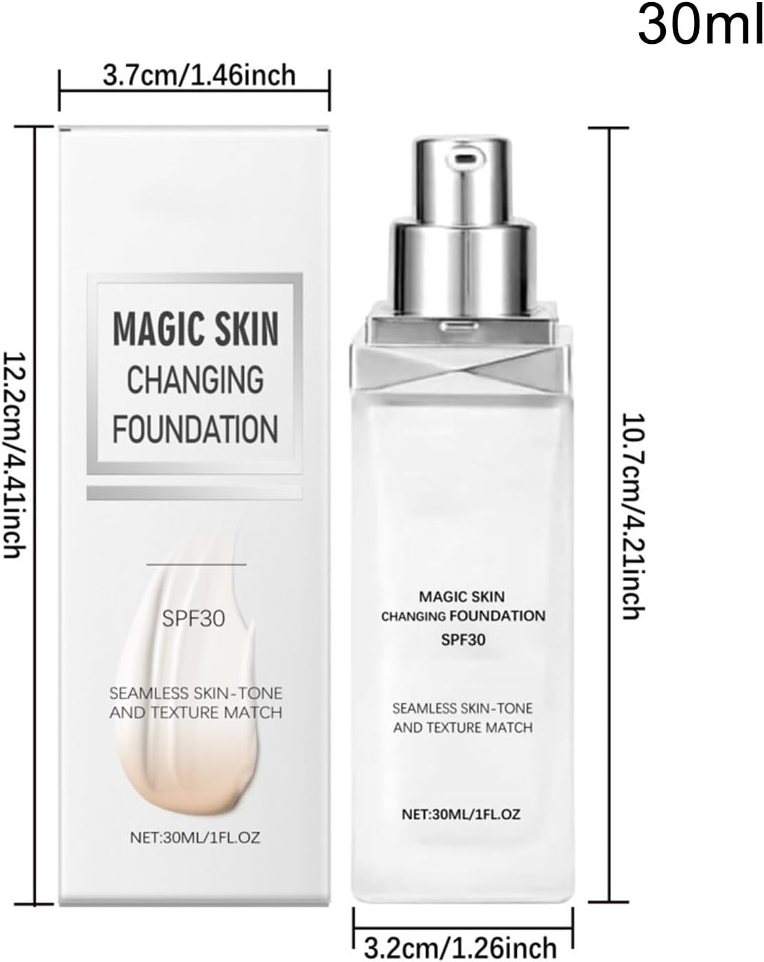 Gihioue Color Changing Mature Skin Foundation | Skin Matching Foundation - SPF 30 Hydrating Concealer Coverage Cream Natural Tone Correcting Glow for Women image number 6