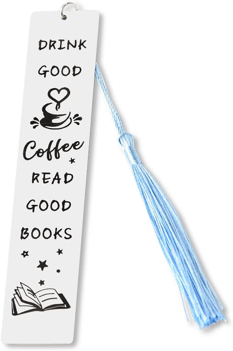 Book Coffee Lover Gifts Bookmarks for Women Men Bookmarks for Book Coffee Lovers Bday Christmas Gifts for Friends Students Coworkers Bookworm Readers Graduation Retirement Gifts Bookmark with Tassel image number 5