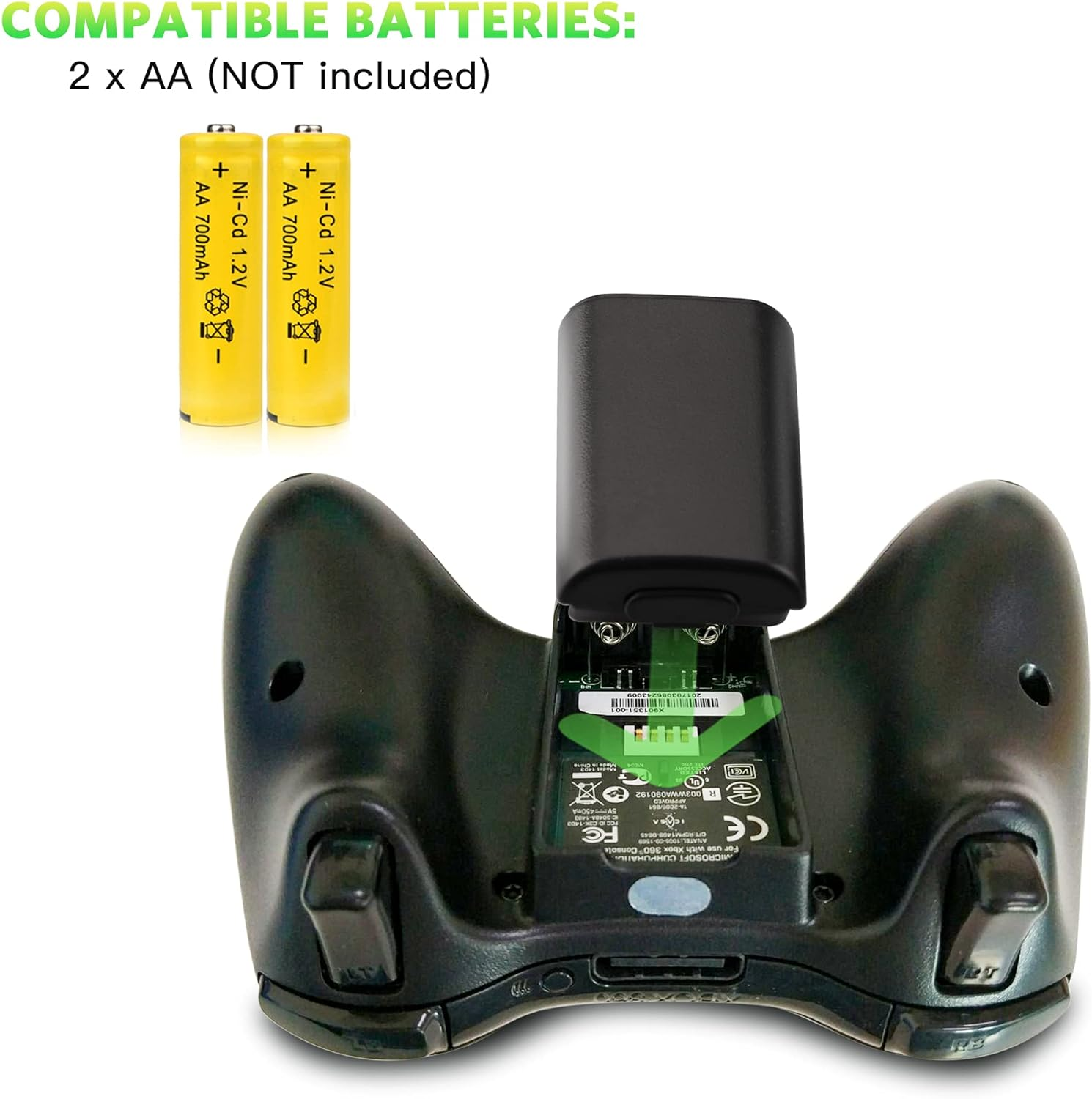 Battery Pack Cover for Xbox 360, Replacement Battery Pack Cover Shell Repair Part Compatible with Xbox 360 Wireless Controller(4 Pack, Black, White) image number 1