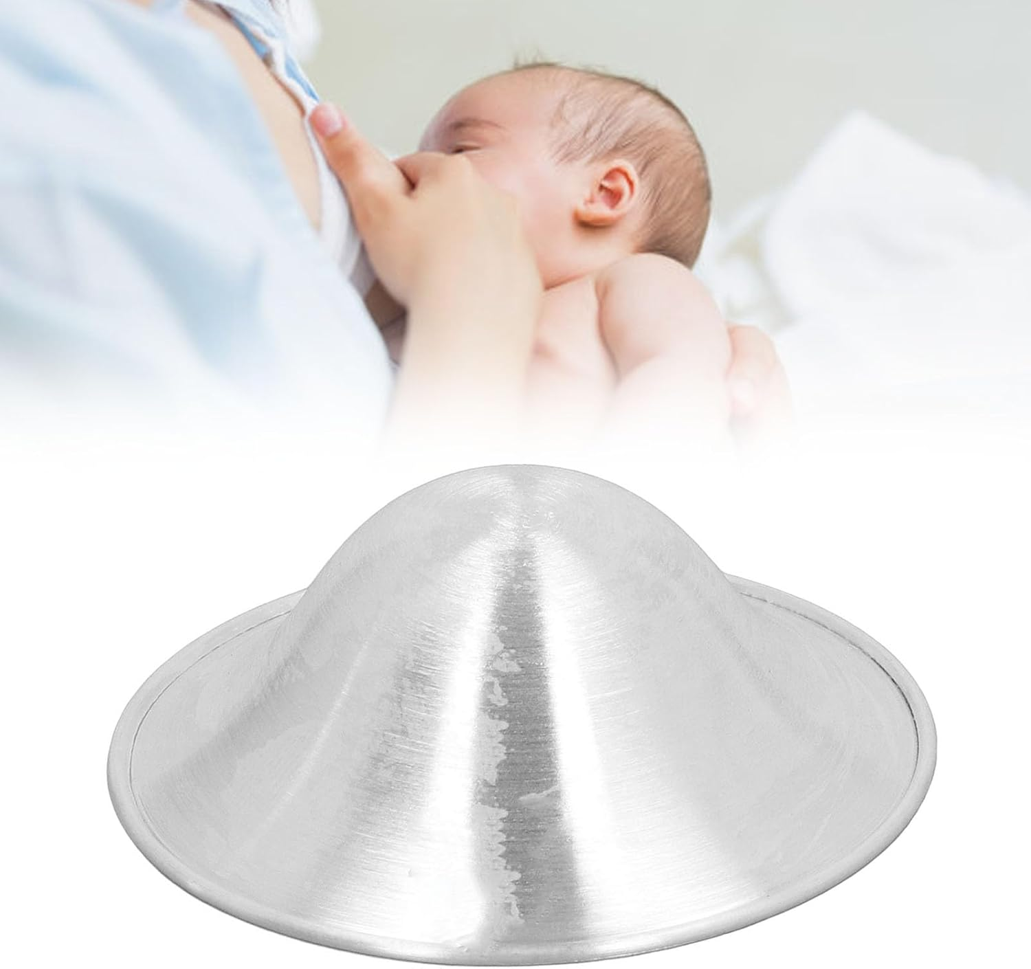 Silver Nursing Cups, Nipple Products for Nursing Newborn Breastfeeding Essentials Protect and Soothe, Standard Size Newborn Essentials Must Haves 925 Sterling Silver Nipple Product image number 3