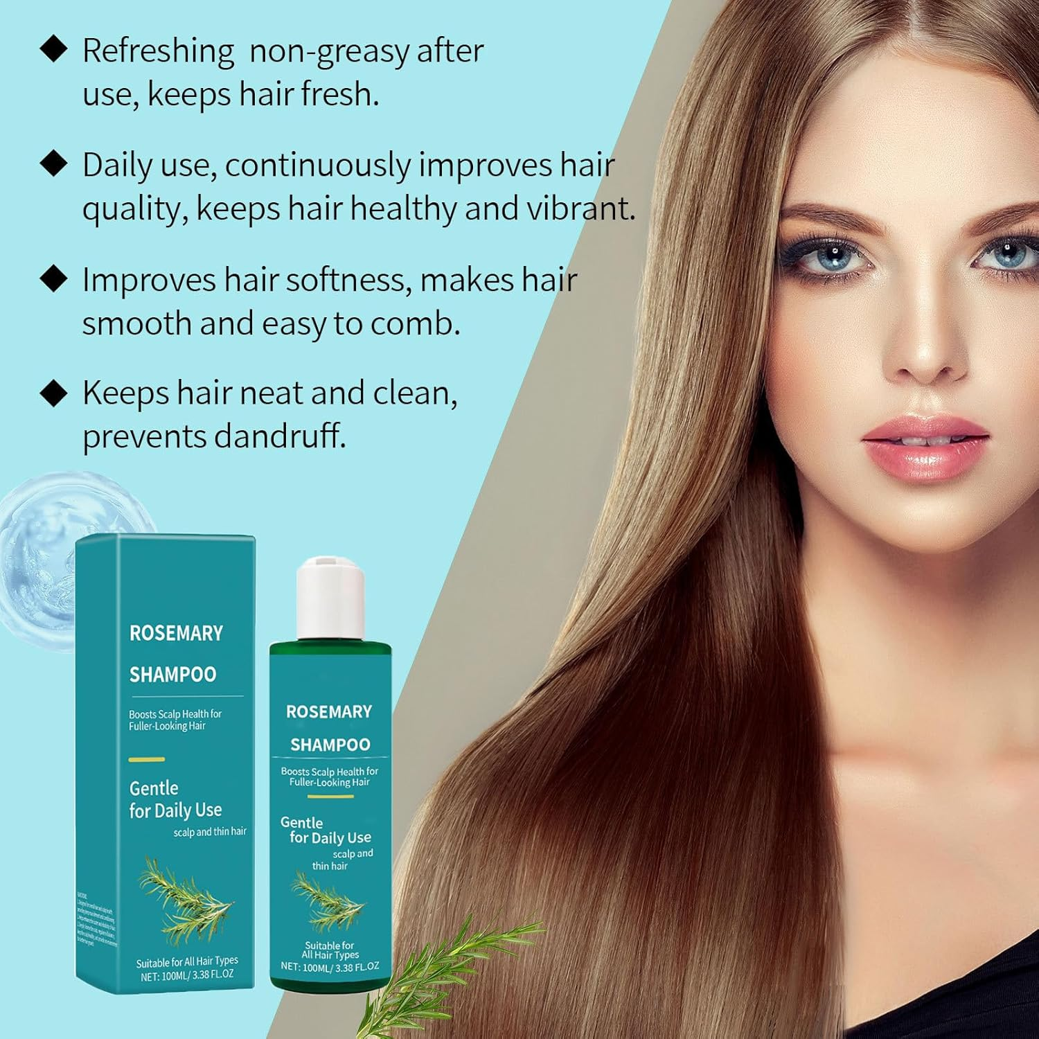 Rosemary Hair Growth Shampoo, Volumizing & Strengthening Shampoo for Fine Hair, Strengthening Hair Care Sha/Mpoo with Natural Rosemary Extract, Hydrating Sham/Poo Greasy, Itchy Scalp Care (1 PCS) - 2 Pcs image number 6