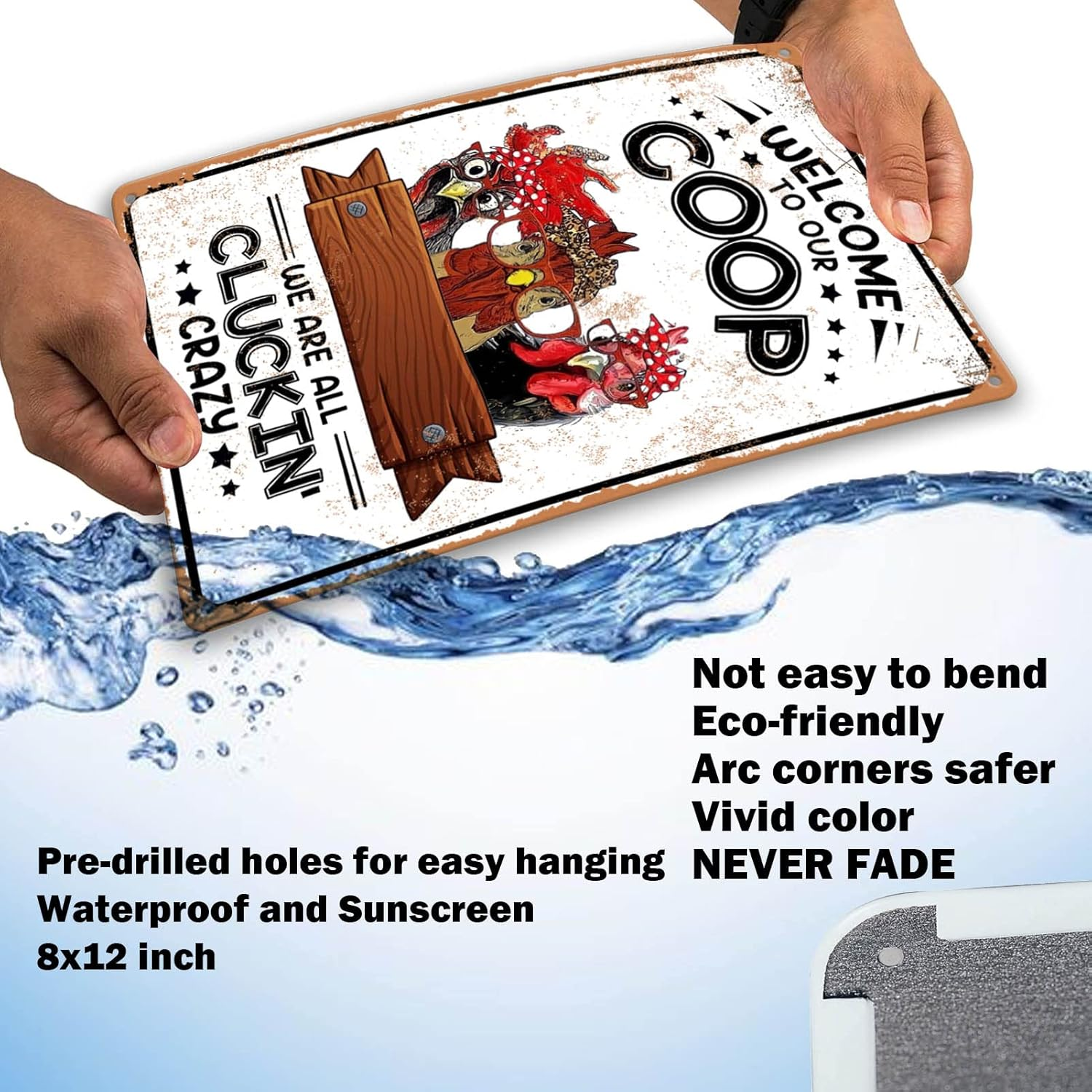 Chicken Coop Signs Welcome to Our Coop We Are All Cluckin Crazy Sign Chicken Signs for Coop Funny Outdoor Chicken Home Decor Chicken Stuff for Coop Metal Sign Chicken Coop Farm Tin Sign 8X12 Inch&hellip; image number 3