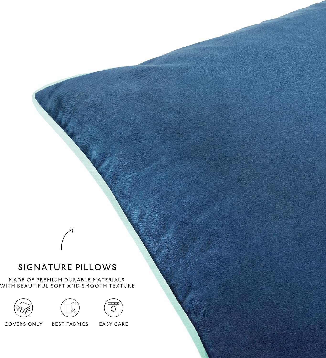 MONDAY MOOSE Decorative Throw Pillow Covers Cushion Cases, Set of 4 Soft Velvet Modern Double-Sided Designs, Mix and Match for Home Decor, Pillow Inserts Not Included (18X18 Inch, Green/Blue) image number 6