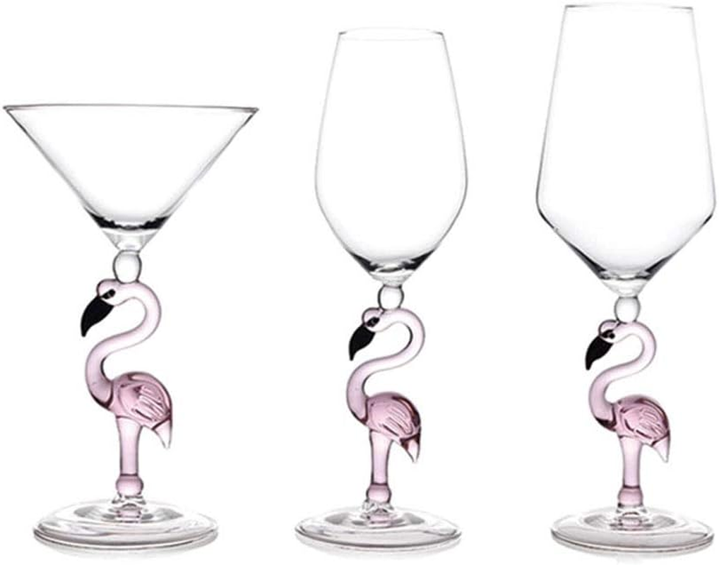 Creative Pink Flamingo Cocktail Martini Goblet Glass Cool Tableware Unique Bar Wine Set (2, 200ML Cocktail Glasses) image number 4