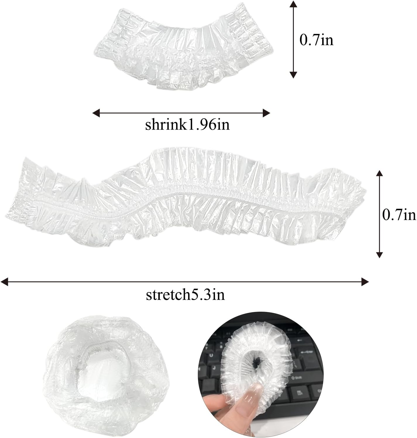 300 Pcs Disposable Shower Caps Ear Caps Set - Waterproof Shower Caps Ear Caps for Women, Shower, Bath, Salon, Travel & Spa - Thickened Material, Elastic Fit image number 5