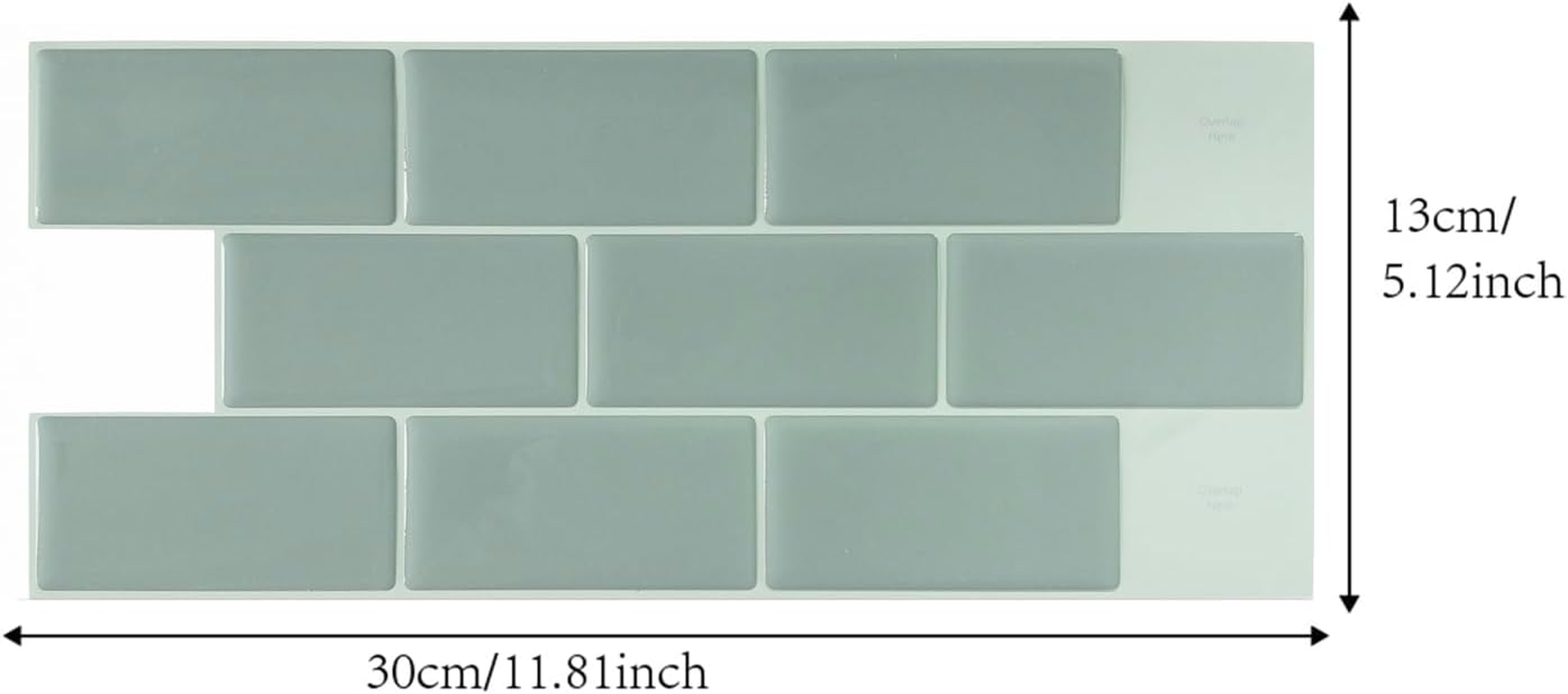 Neukids Pack of 10 30 X 13 Cm 3D Sage Green Tile Stickers, Kitchen Splashback, Adhesive Tiles, Green, 3D Tile Stickers, Waterproof, Beautiful, Kitchen, Bathroom, Laundry Room, Motorhomes, Travel image number 5