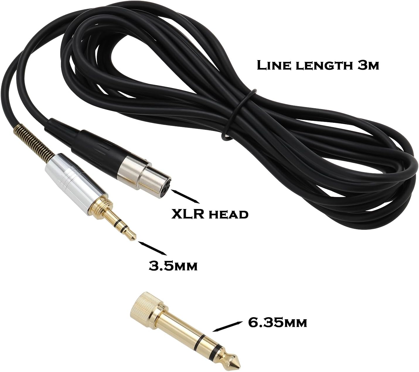 Emagtech Audio Upgrade Cable 3M Mini-Xlr to 3.5Mm & 6.35Mm Audio Cable TPE Headphones Extension Cord Compatible with AKG K240 Q701 K702 K141 K171 M220 image number 5