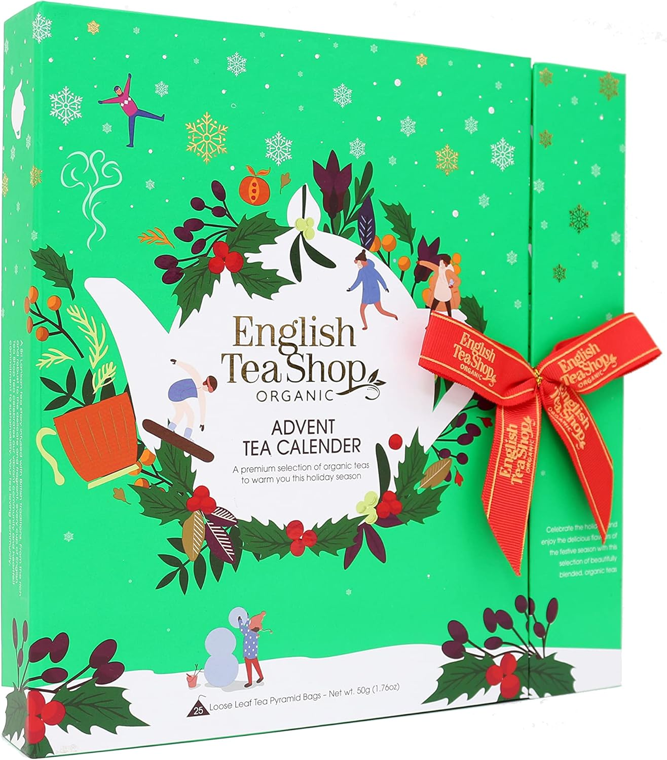 English Tea Shop - Book Style Green- Advent Calendar - 25 Pyramid Tea Bags, 50G image number 3