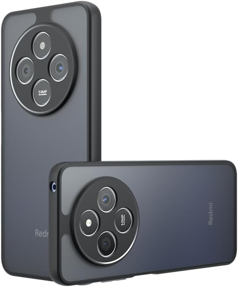 PEIYE Case Cover for Xiaomi 15T Translucent Matte PC Back, Durable Silicone Edges, Flexible Shockproof Protection - Black