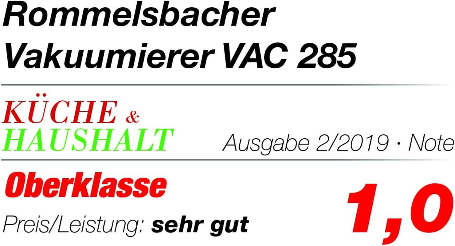 ROMMELSBACHER Vacuum Sealer VAC 285 &ndash; Suction Capacity 9 Litres/Min, One-Hand Operation, for Long-Term Operation, Fully Automatic Vacuum Sealing & Sealing, 2 Sealing Times, for Films up to 30 Cm Wide image number 5