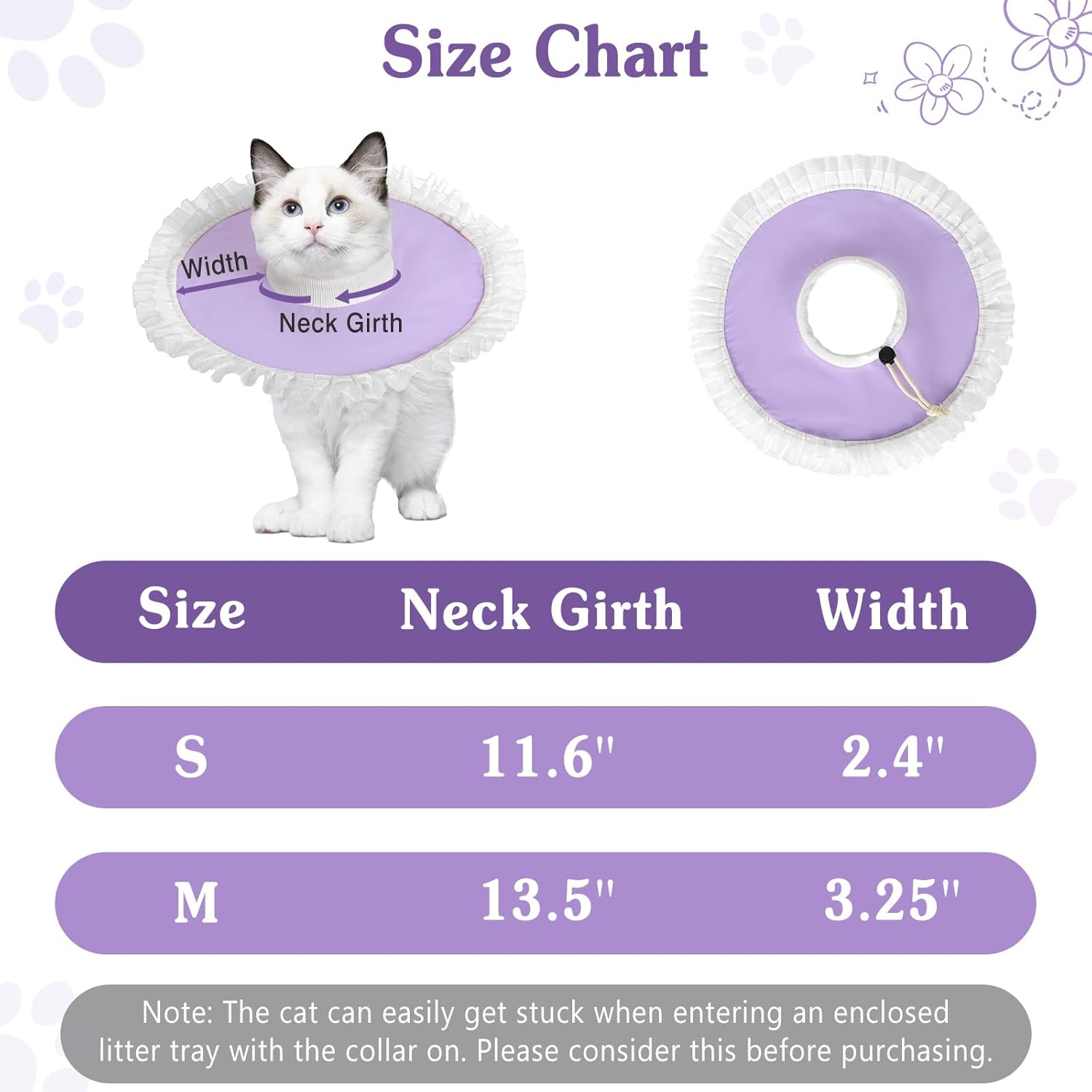 Vavopaw Waterproof Cat Collar, Adjustable Soft Anti-Licking Lightweight Pet Protective Collar after Surgery, Recovery E-Collar for Cats, Small Dogs, M image number 5