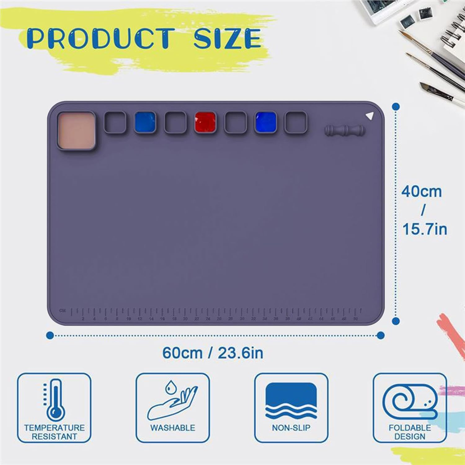 Silicone Mats for Crafts - 23Inchx16Inch Heat Resistant Silicone Crafting Mat Nonstick Nonslip | No Staining Supplies Accessories for Resin, Painting, Paint, Clay, Craft image number 6