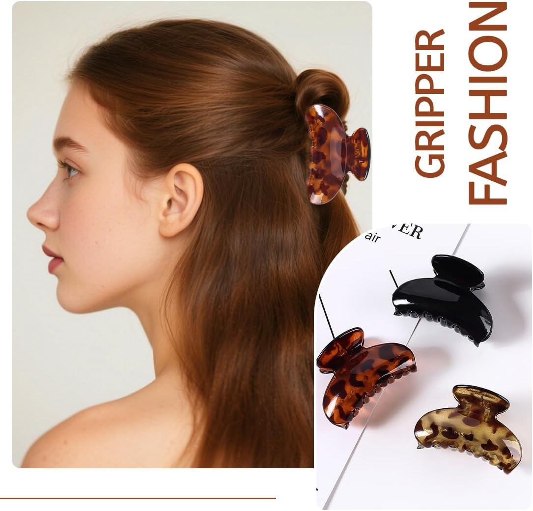 JEYORZY Pack of 3 Small Hair Clips, Women'S Hair Claw Clips, Mini Hair Claws for Girls, Non-Slip Hair Claws, Jaw Clip, Stylish Tortoiseshell Hair Clips for Thin Thick Hair image number 1