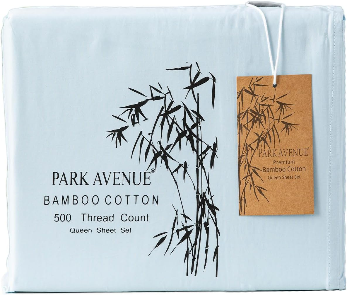 Park Avenue 500 Thread Count Natural Bamboo Cotton Bed Sheet Set, Single, Jade