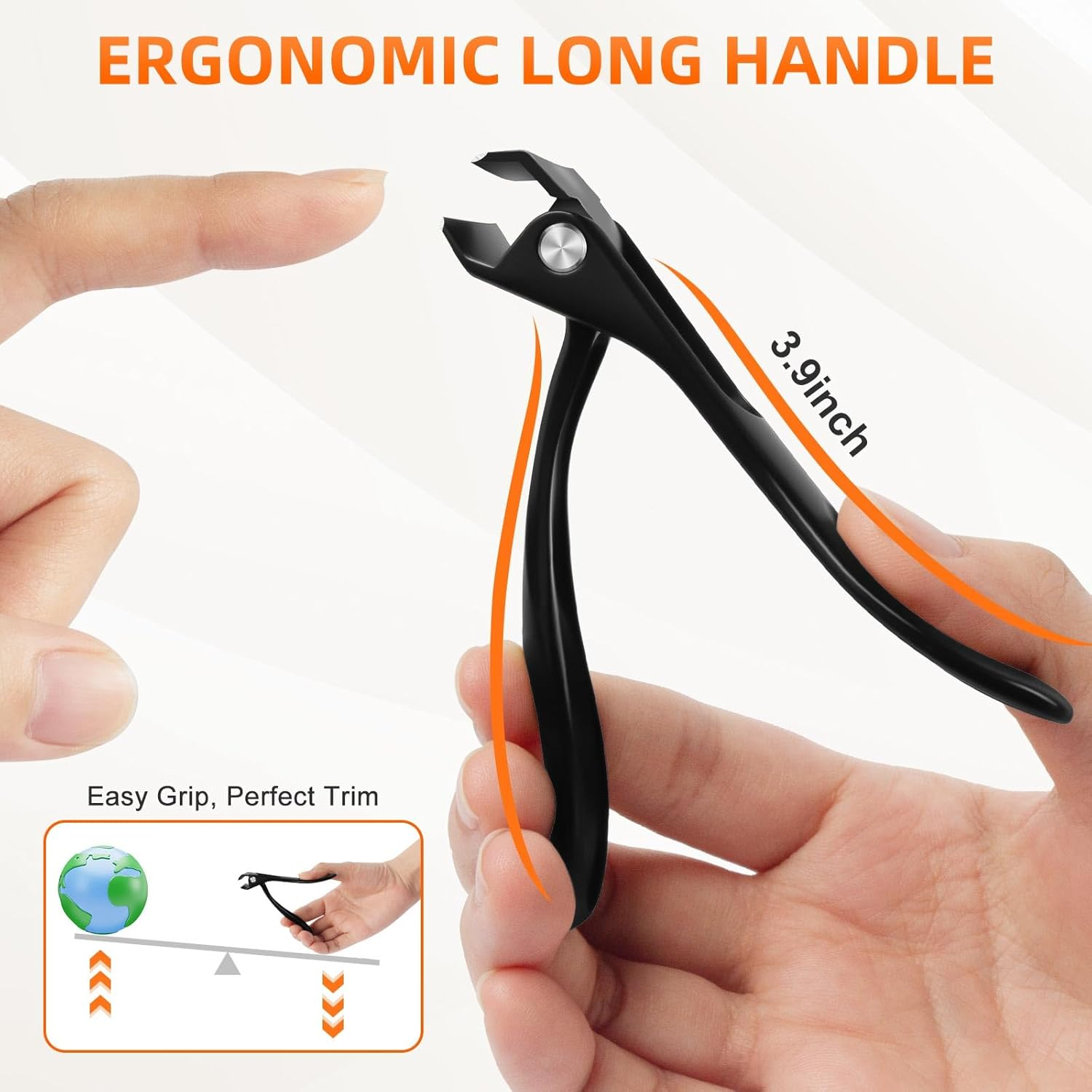 Angled Head Toe Nail Clippers for Thick Nails for Seniors, Slanted Large Toenail Clippers for Men with Wide Jaw, Heavy Duty Sharp Edgy Fingernail Clipper with Long Handle image number 6