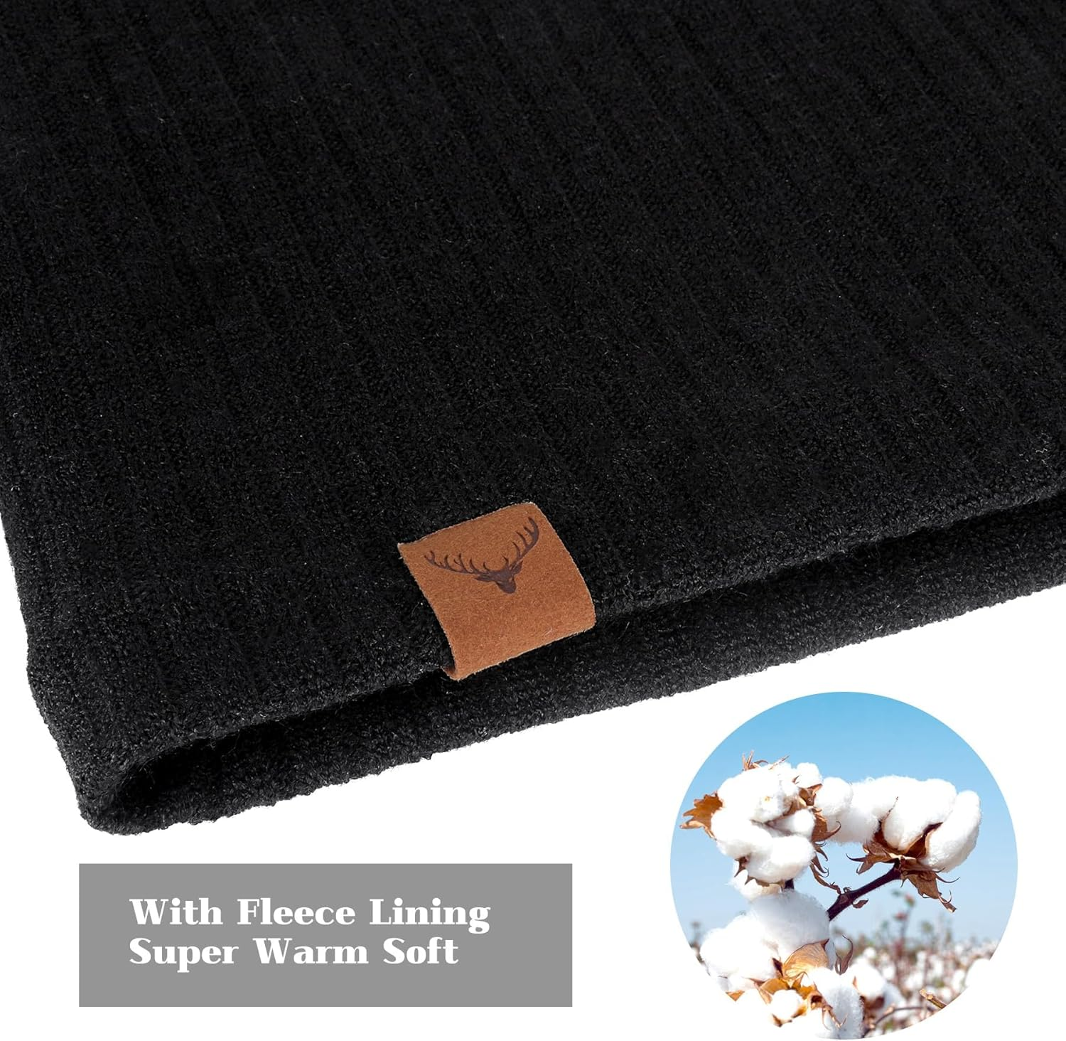 Winter Neck Warmer - Thermal Knitted Snoods Windproof Fleece Lined Circle Scarf Soft Warm Neck Gaiter Gifts for Mens Cycling Skiing Motorcycle