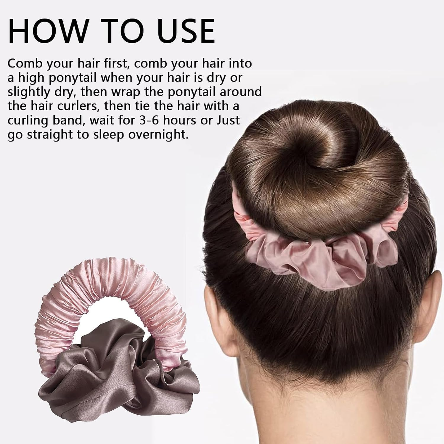 No Heat Scrunchie Hair Curler Ponytail Hairband, 1Pc Soft Sleep Tie Scrunchie Silk Lazy Rollers, Lazy Scrunchie Hair Curler Hairband Styling Tool for Easy Hairstyles image number 4