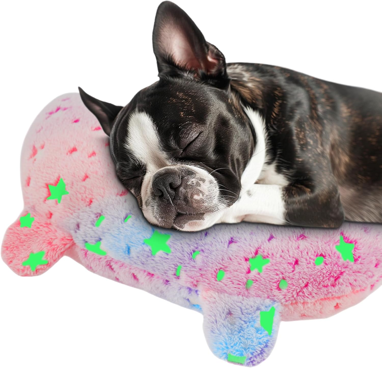 POMESEA Dog Calming Pillow Glow in the Dark, Soft U-Shaped Pet Pillows for Dogs & Cats, Machine Washable, Dog Neck Pillow, Joint Relief, Better Sleep (Large, Pink)
