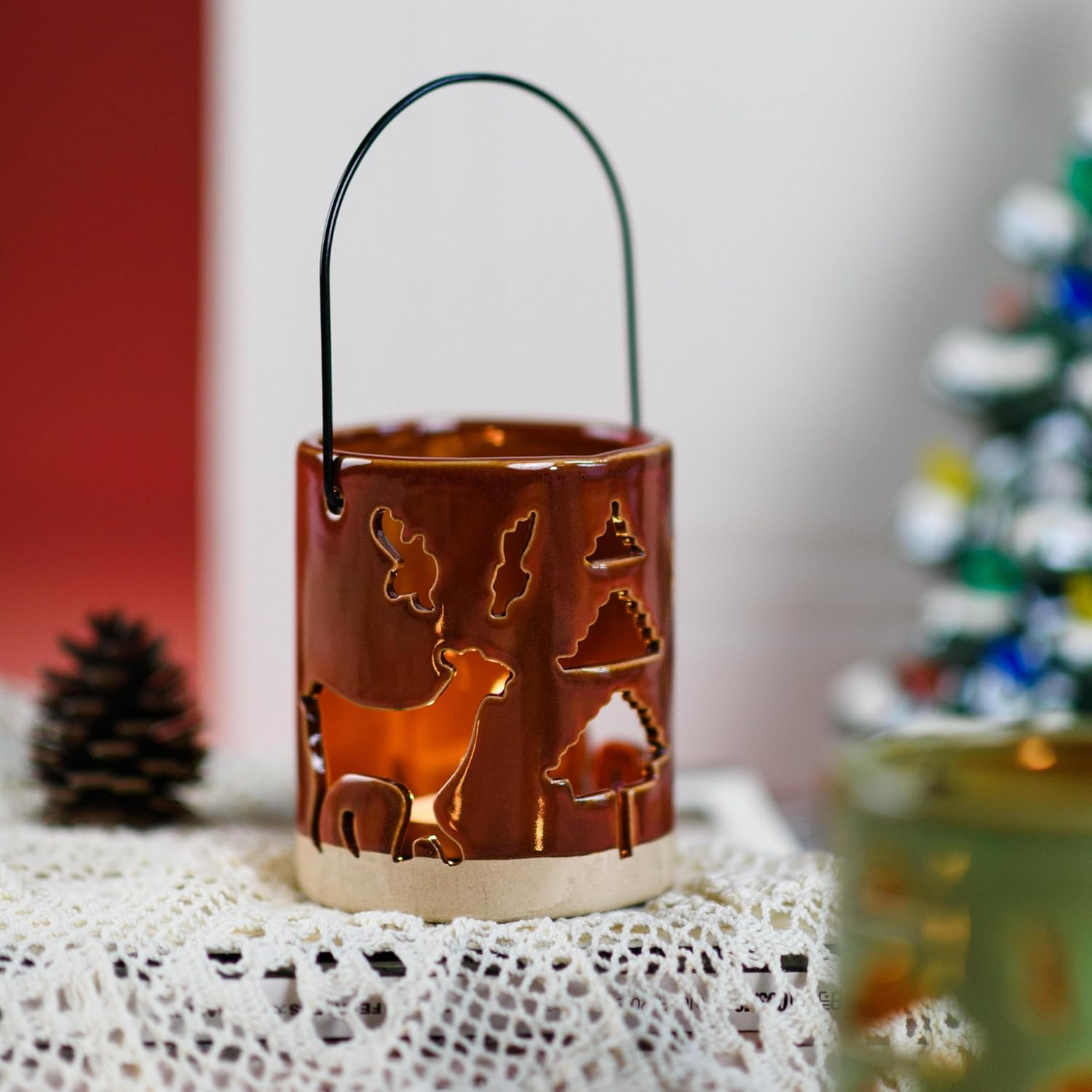 Ballarart CO Tealight Candle Holder Set of 3 - Ceramic Tea Light Candle Holder, Ceramic Home Decor for Table & Shelf, Romantic Valentines Day Gift image number 5