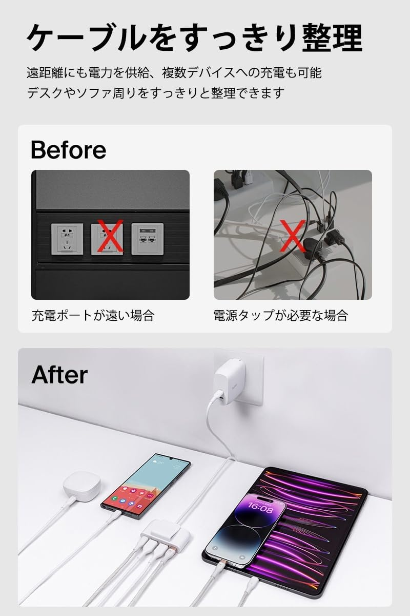 Belkin Boostcharge 4-Port USB Power Extender for Apple Iphone, Ipad, Samsung Galaxy - Compatible W/Usb-C & USB-A Connections - Black - Black image number 4