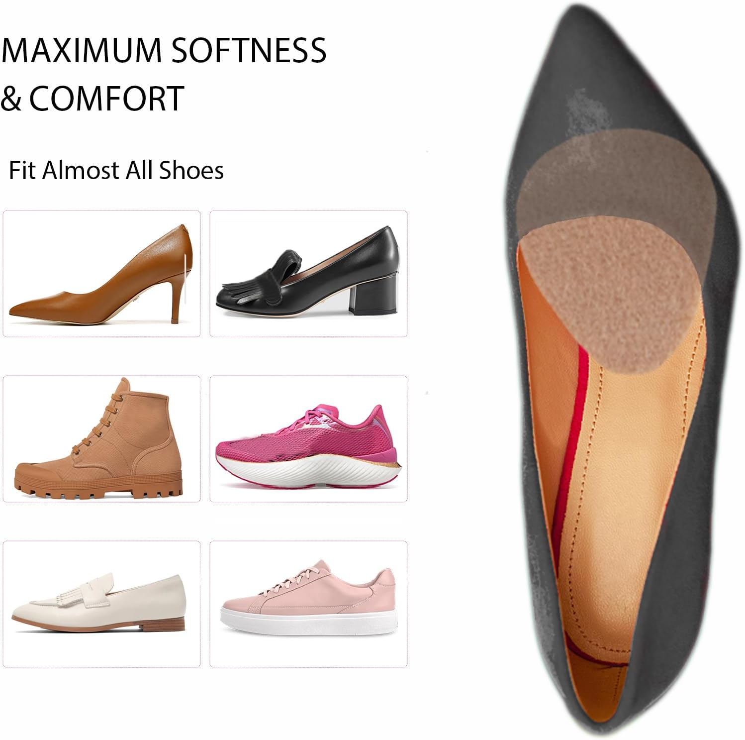 20 Pieces Felt Metatarsal Pads for Men and Women, Forefoot Pads, Forefoot Pads, Bunion Pads, Foot Pads for Metatarsalgia and Morton'S Neuroma image number 3