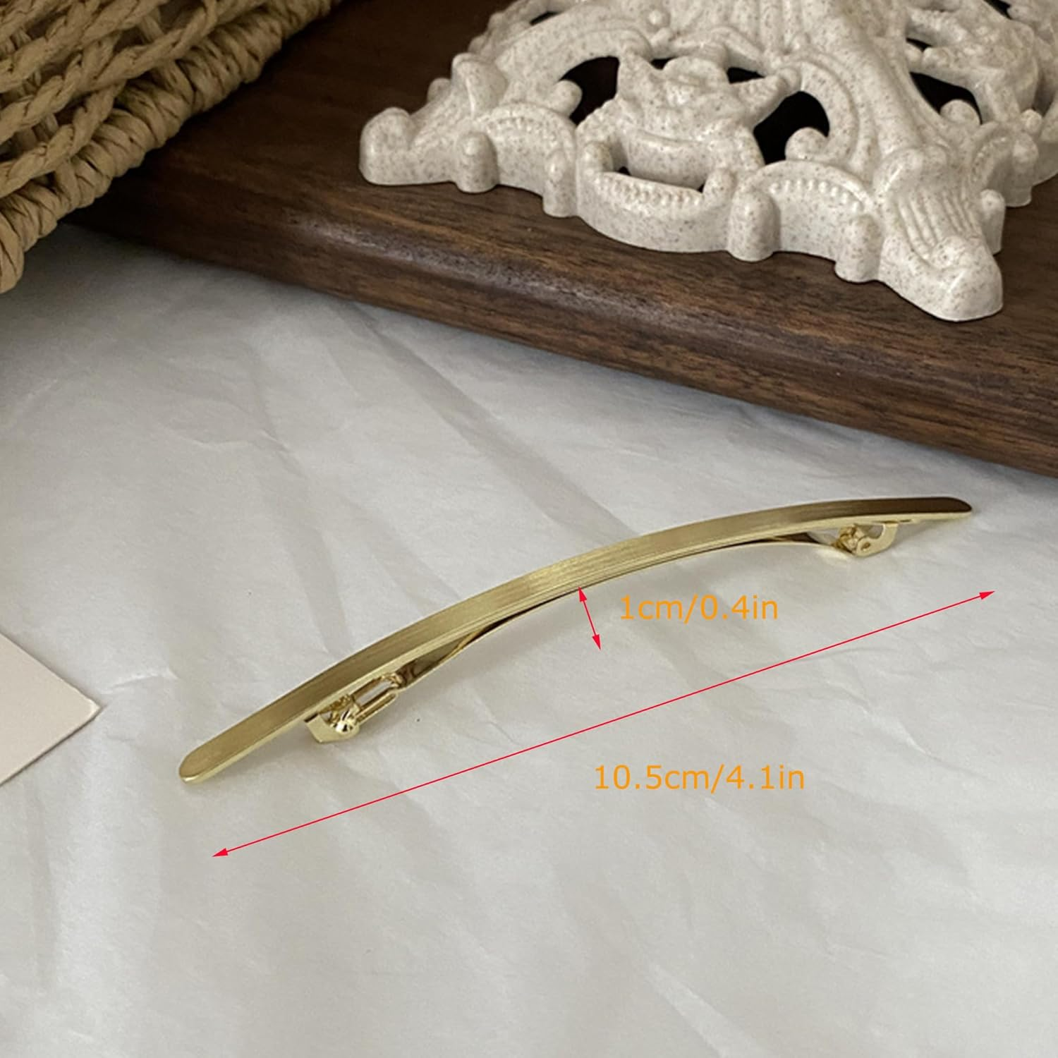 Hezhou Pack of 2 Small Slim Strip Hair Pins Metal Snap Barrettes Straight Hair Barrettes French Hair Clips Women'S Hair Clip Decorative Hair Accessories for Women (Gold + Silver) image number 6