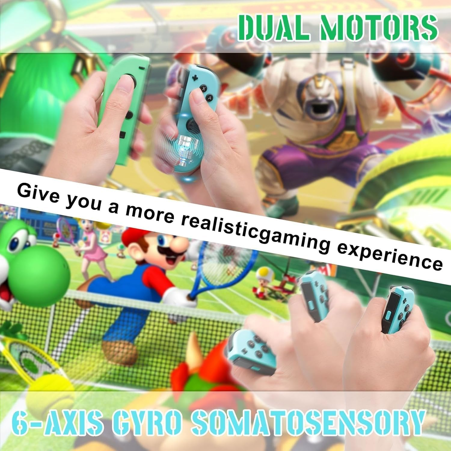 Joy Cons for Switch Controllers, Wireless Replacement for Switch Joycons, Left and Right Switch Controllers Support Sports Dual Vibration/Wake-Up Motion Control (Green) image number 5