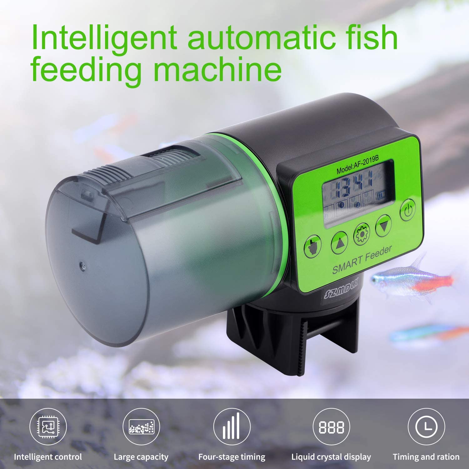 Automatic Fish Feeder, SZMDLX Auto Timer Fish Feeder, Moisture-Proof Fish Food Dispenser for Aquarium/Fish Tank on Vacation image number 2