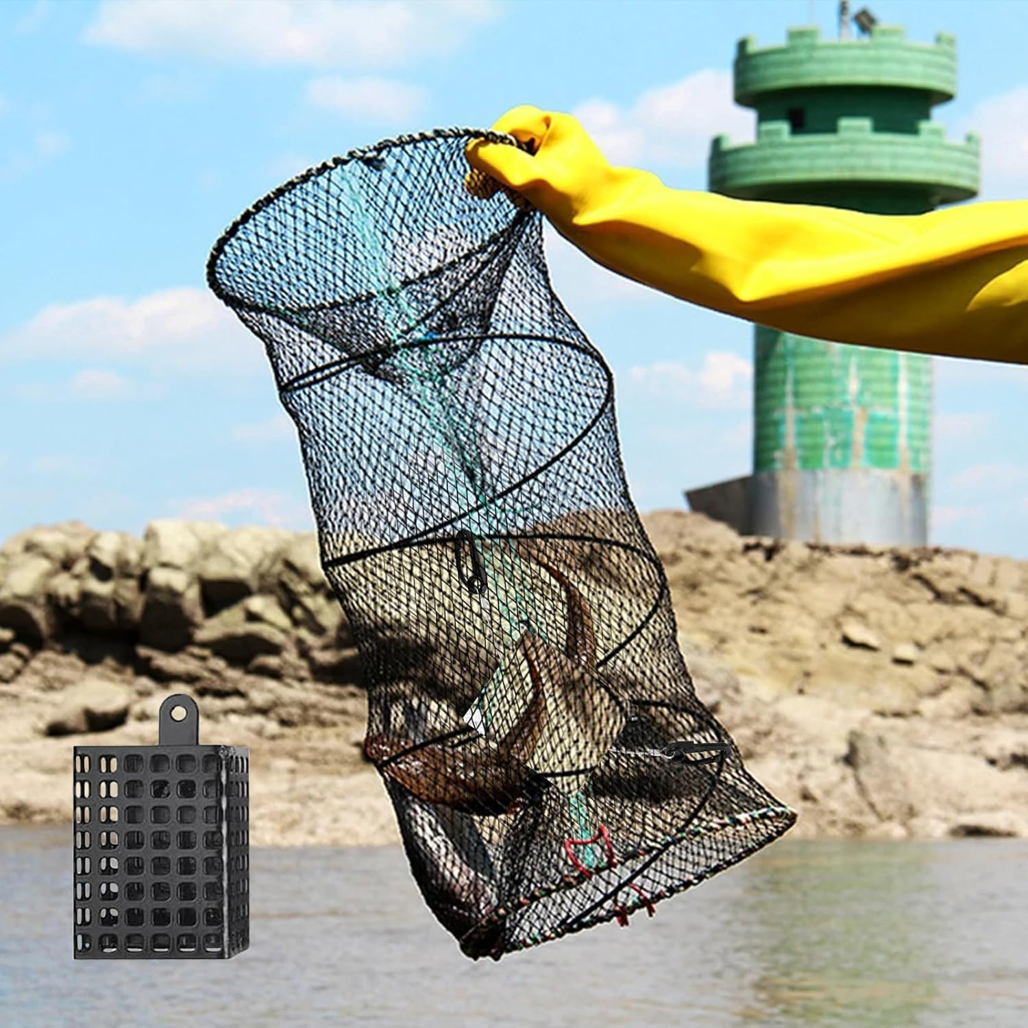 3 Pcs Iron Fishing Bait Cage, Fishing Trap Lure Cage Basket, Durable Square Feeder Holder Set, Fishing Gear Tackle Accessories for Carp and Freshwater Fish image number 4