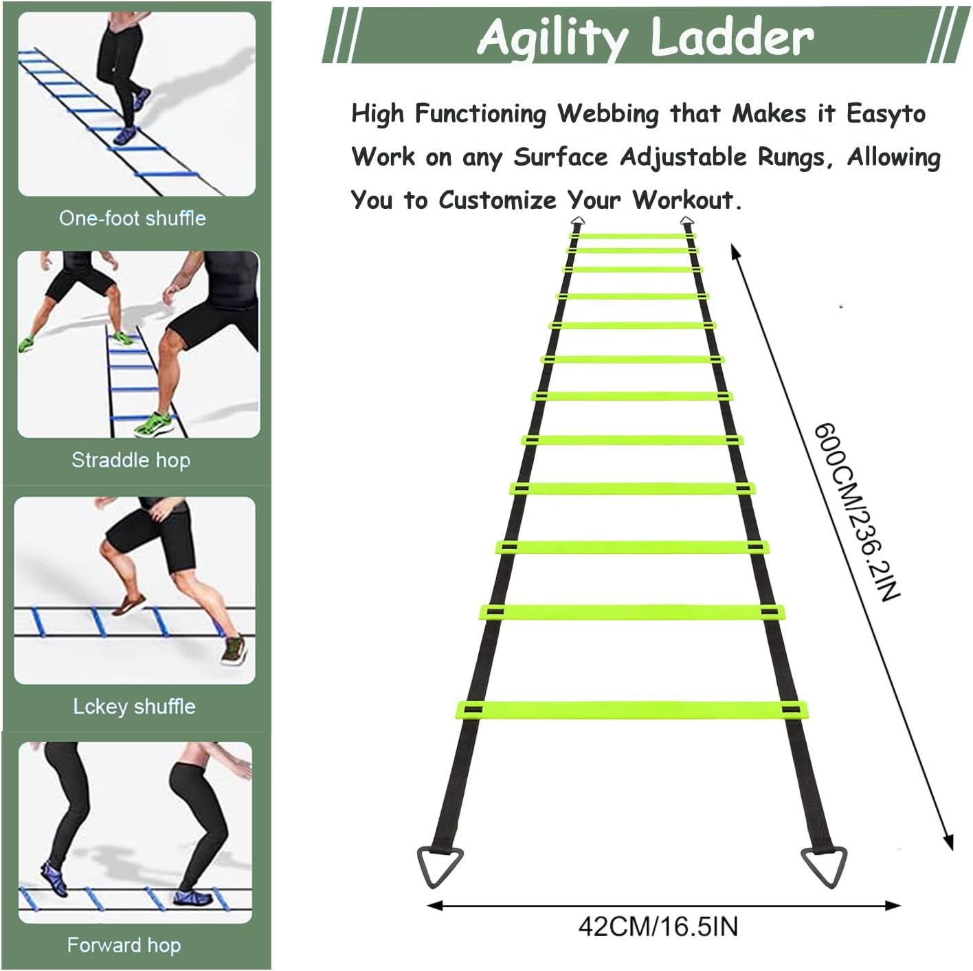Agility Ladder Training Poles Equipment, Soccer Training Equipment-20Ft Speed Ladder, 6 Agility Poles, 6 Soccer Cones for Training Football Basketball Rugby Training Equipment for Kids Youth Adults