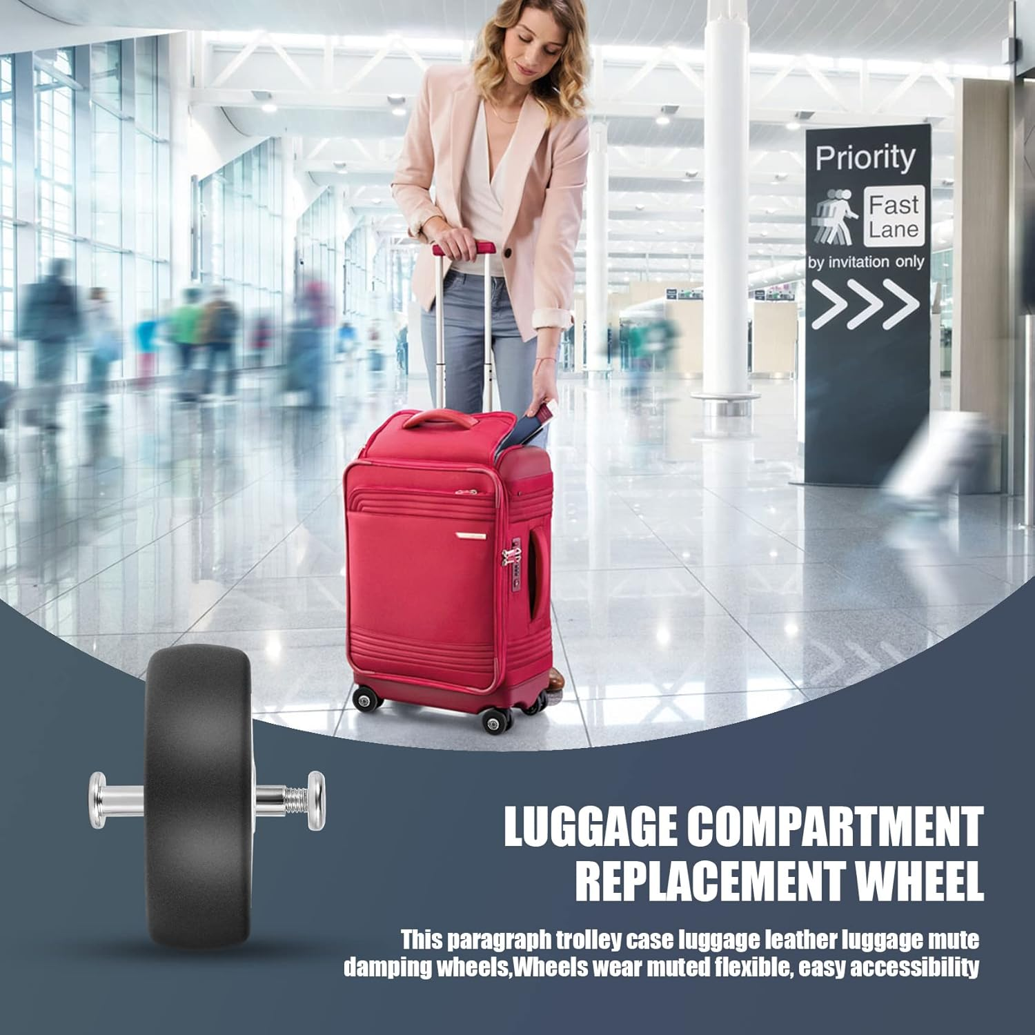 2 Sets of Luggage Suitcase Replacement Wheels Axles Deluxe Repair Tool OD 50Mm image number 1