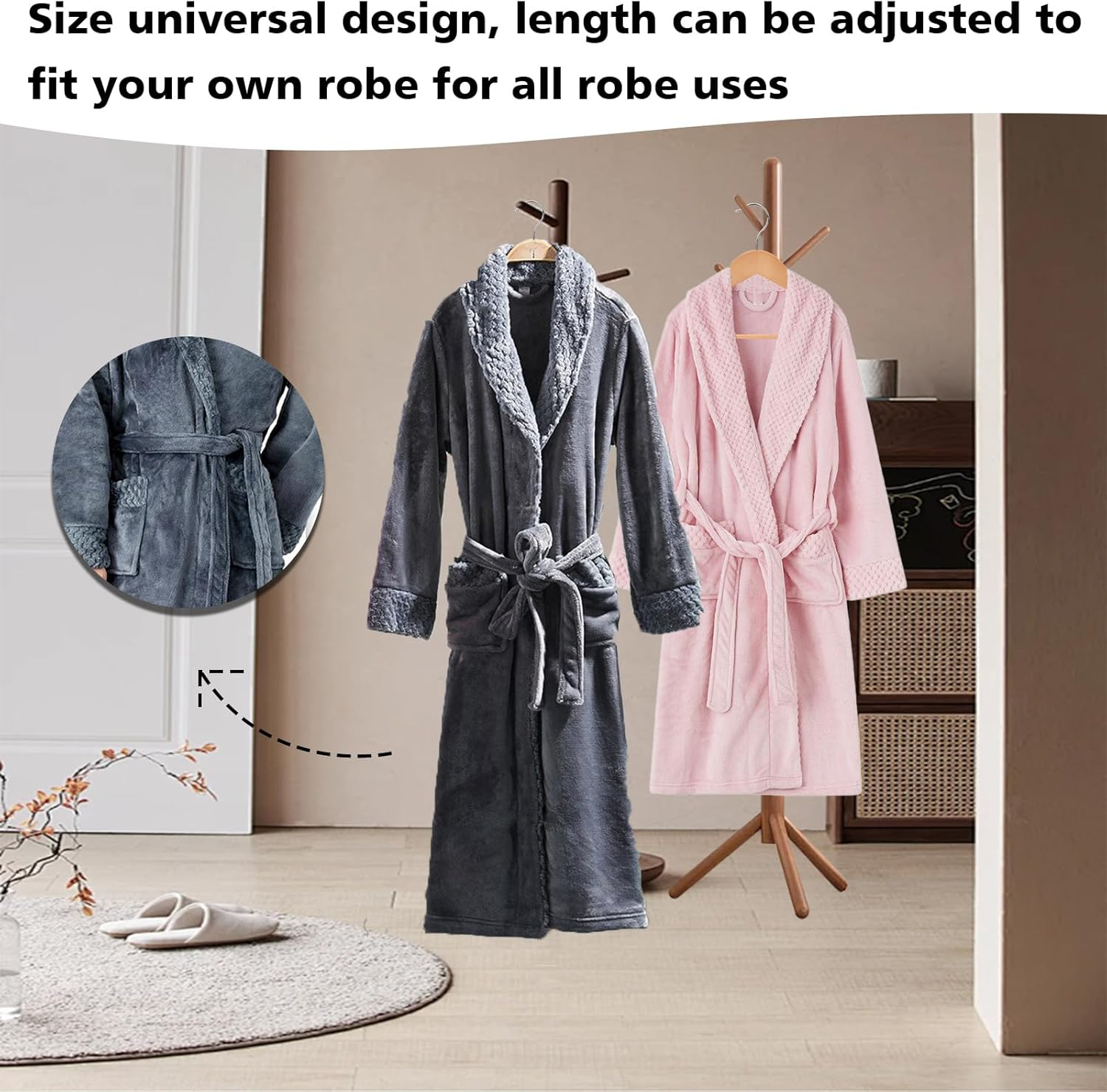 INCAUCA White Robe Belt Replacement, Thick Flannel Robe Tie, 170 Cm Long Bathrobe Belt, Unisex Soft Pajamas Replacement Fixed Belt for Women Men - Gray image number 3