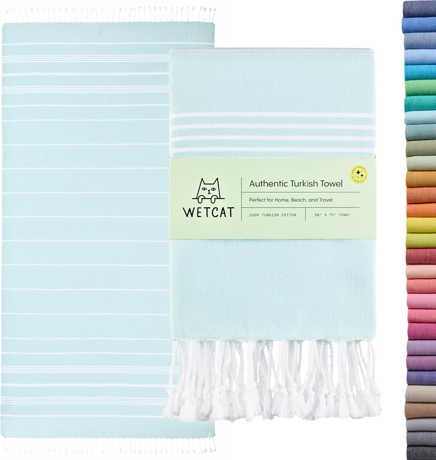 WETCAT Turkish Beach Towel Oversized 38X71 100% Cotton Sand Free Beach Towel Quick Dry Extra Large Turkish Towel Light Travel Towel for Adults Beach Gifts Beach Accessories - Dark Blue