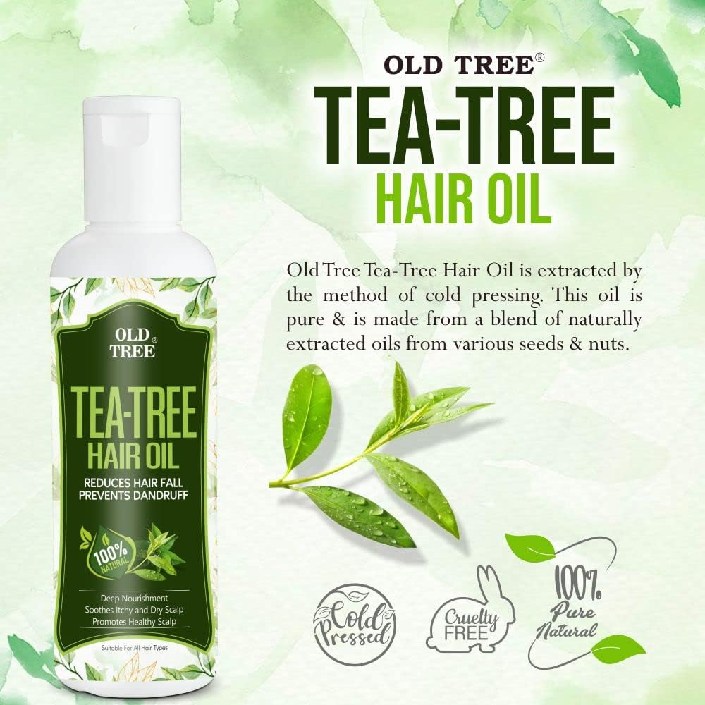 Old Tree Tea Tree Hair Oil 100% Natural,100Ml image number 4