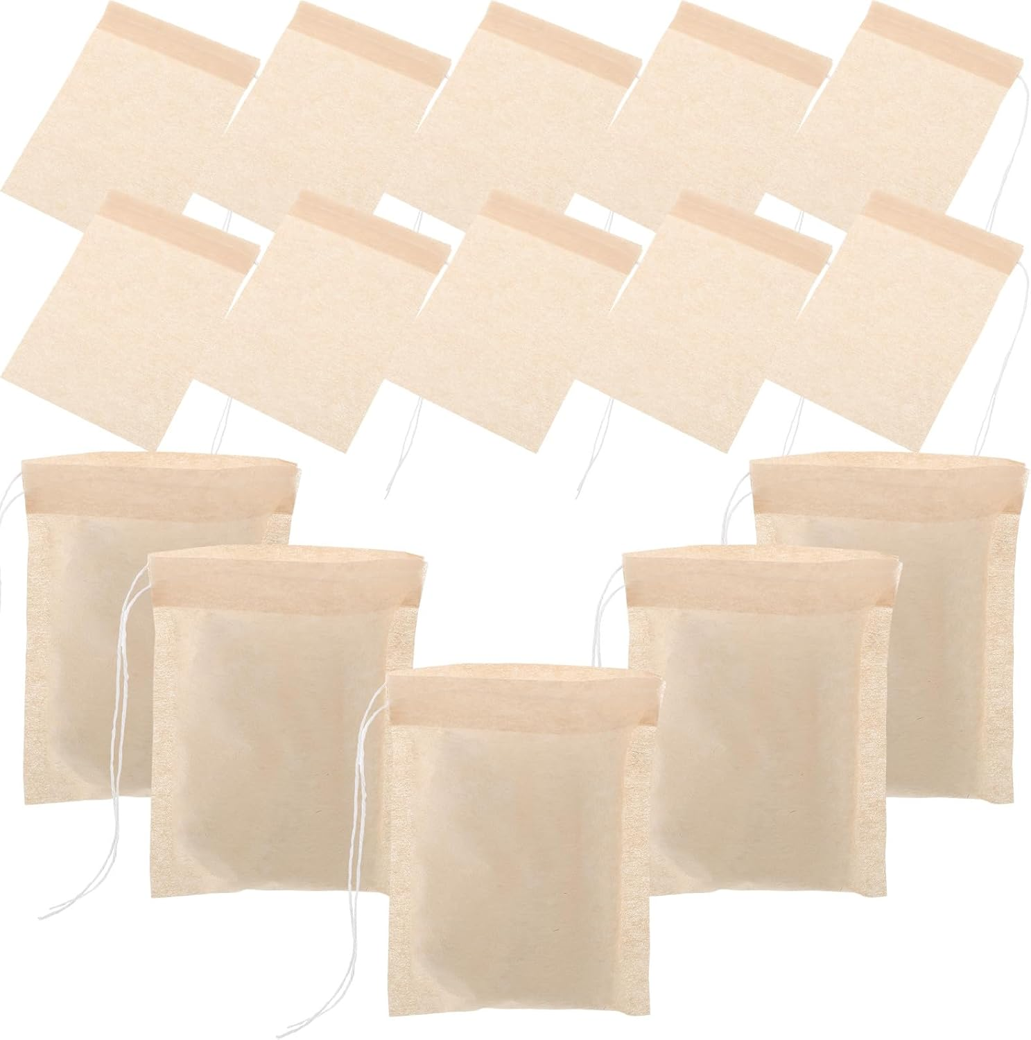 TOVINANNA 100Pcs Disposable Paper Tea Bags with Drawstring Filter for Loose Leaf Tea Coffee Herbal Medicine Portable Infuser Bags to Prevent Leaves Escape Easy to Pack and Use image number 4