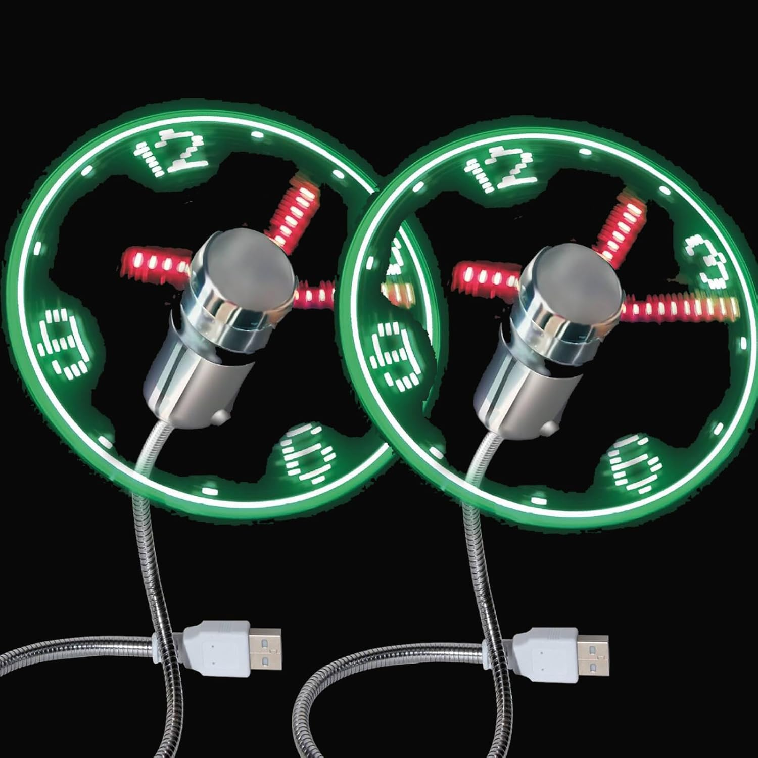 Soseelnee USB Clock Fan with Real Time Display, Mini Portable Flexible Cooling Fans with Led Light for Home Office (2) image number 1