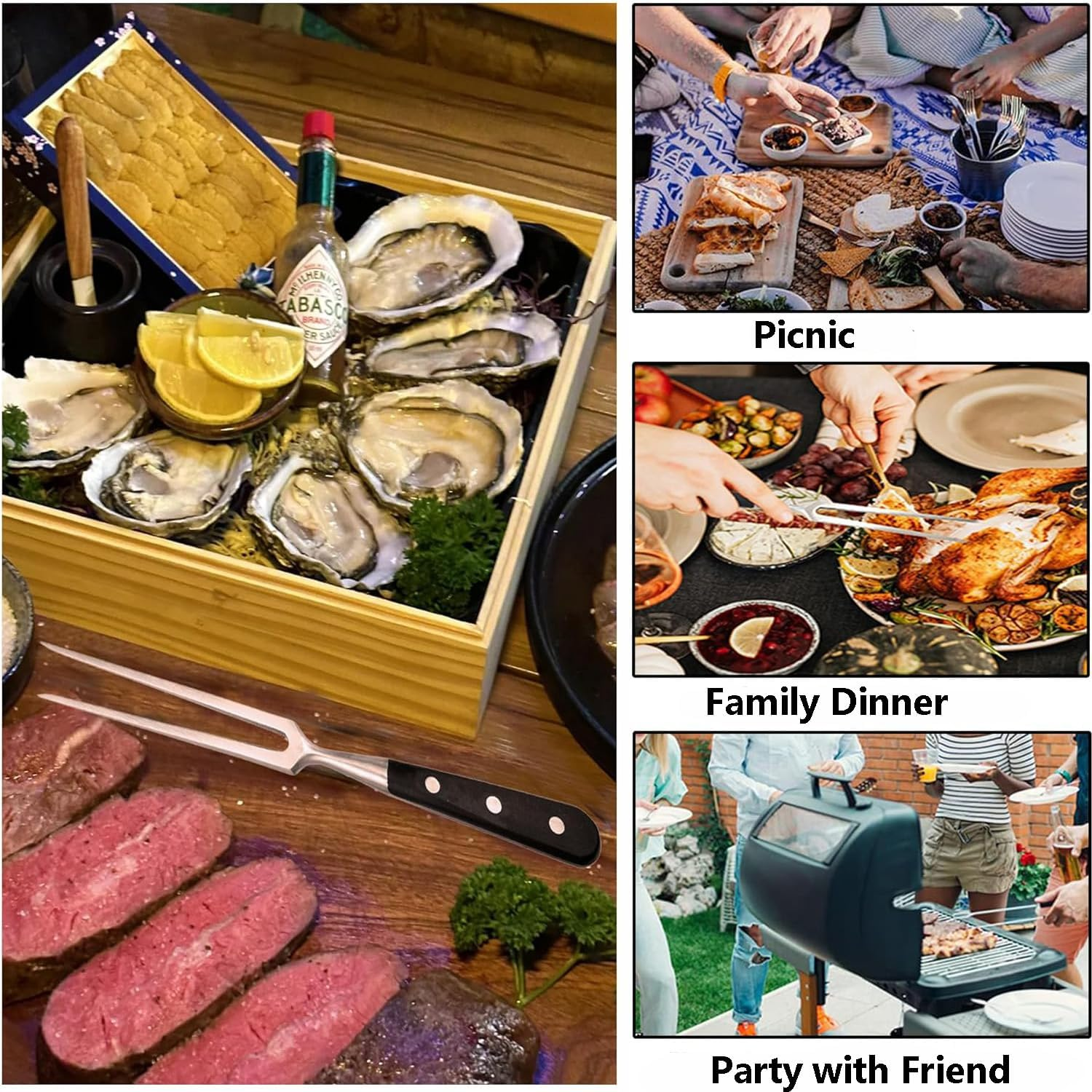 2 Pcs Carving Forks,Stainless Steel Carving Fork Barbecue Fork BBQ Tools,Anti-Fatigue Handle,Meat Forks for Kitchen Barbecue Grilling (11 Inch)