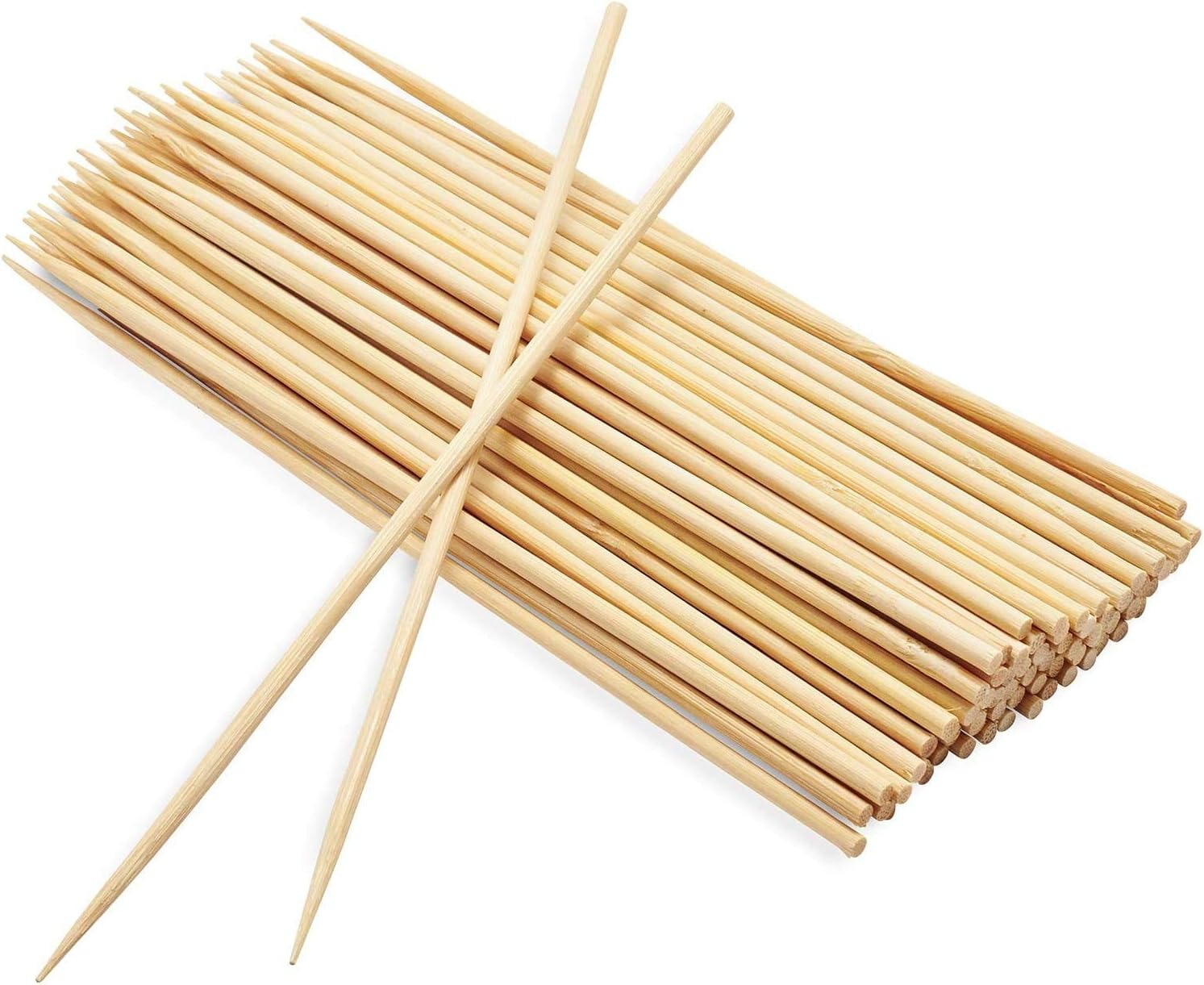 150 Large 30Cm round Wooden Bamboo Kebab Skewers, Food Grade, Safe and Sturdy, 12" Long Cocktail Sticks, Perfect for BBQ, Cake Topper, Chocolate Fountain, Candy Floss Sticks (150 30Cm Bamboo Skewers) image number 1