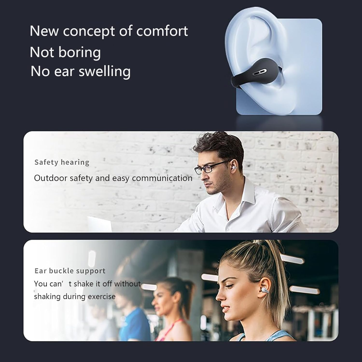 Sol Waterproof Earbuds, Shower Pods, Bone Conduction, Noise Canceling Sports Bluetooth 5.3 Ear Clip Earphones image number 1