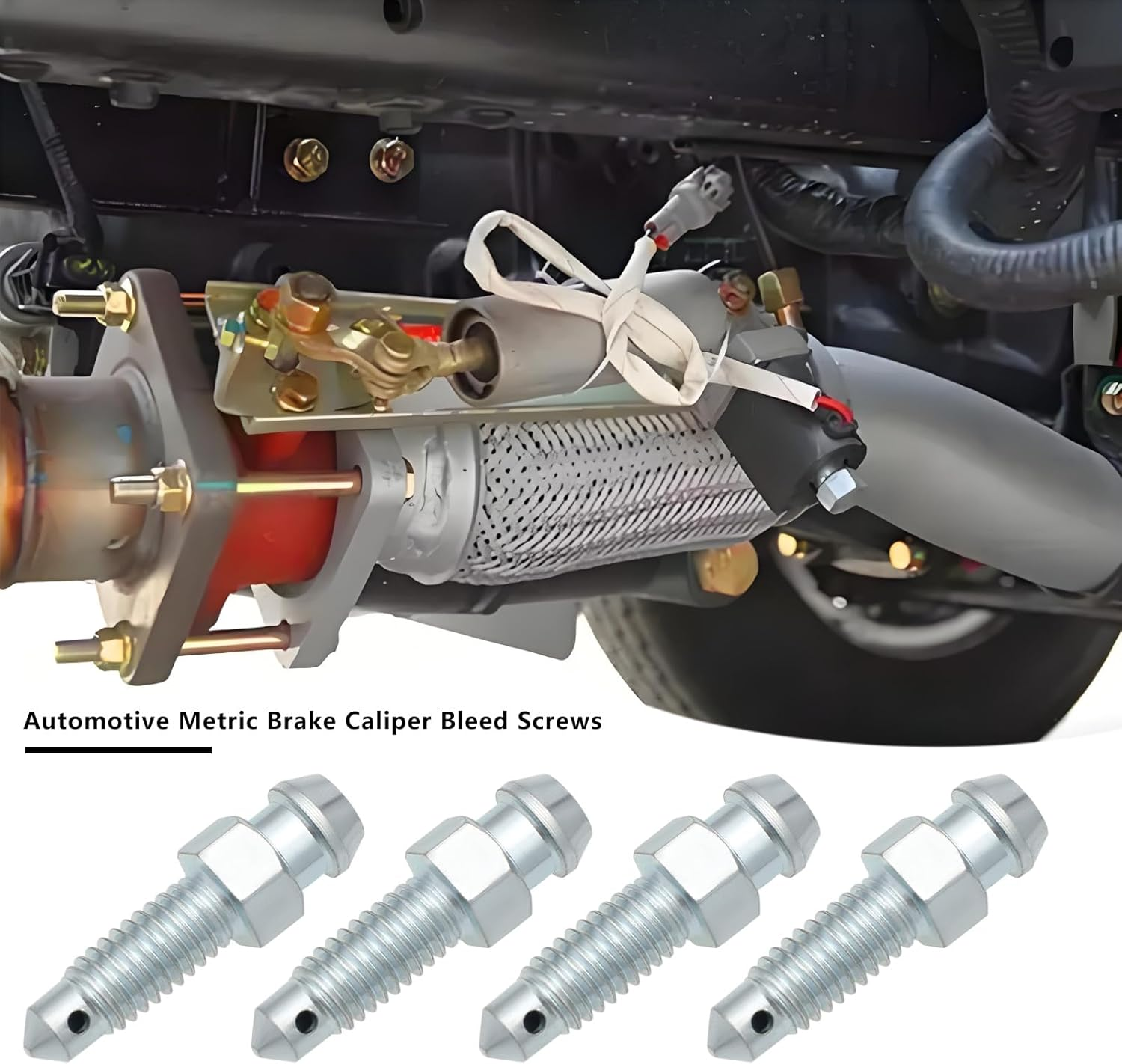 Ecsing 10PCS Metric Brake Caliper Bleed Nipple M6X1Mm Total Length 27.2Mm Hexagonal Lower Thread Total Length 10Mm for Preventing Brake Fluid Leaks image number 5