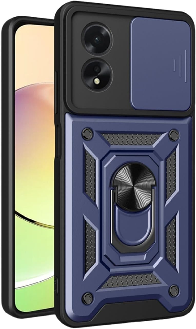 Nexue Case for Oppo A5 Pro 5G,TPU Rugged Heavy Duty Cover with PC Folding Bracket and Sliding Camera Lens Protection,Magnetic Car Mount Supported,Impact-Resistence, ﻿Black