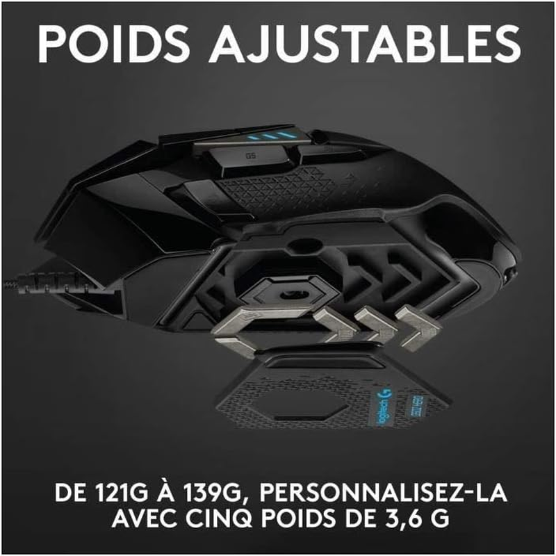 Logitech G502 Hero High Performance Wired Gaming Mouse, Hero 16K Sensor, 16,000 DPI, RGB, Adjustable Weights, 11 Programmable Buttons, On-Board Memory, Pc/Mac - Black image number 4