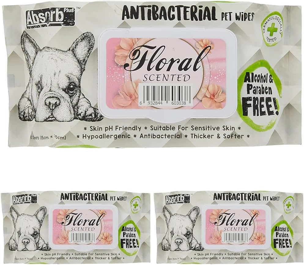 Absorb plus Antibacterial Pet Wipes 80 Sheets, Floral image number 4