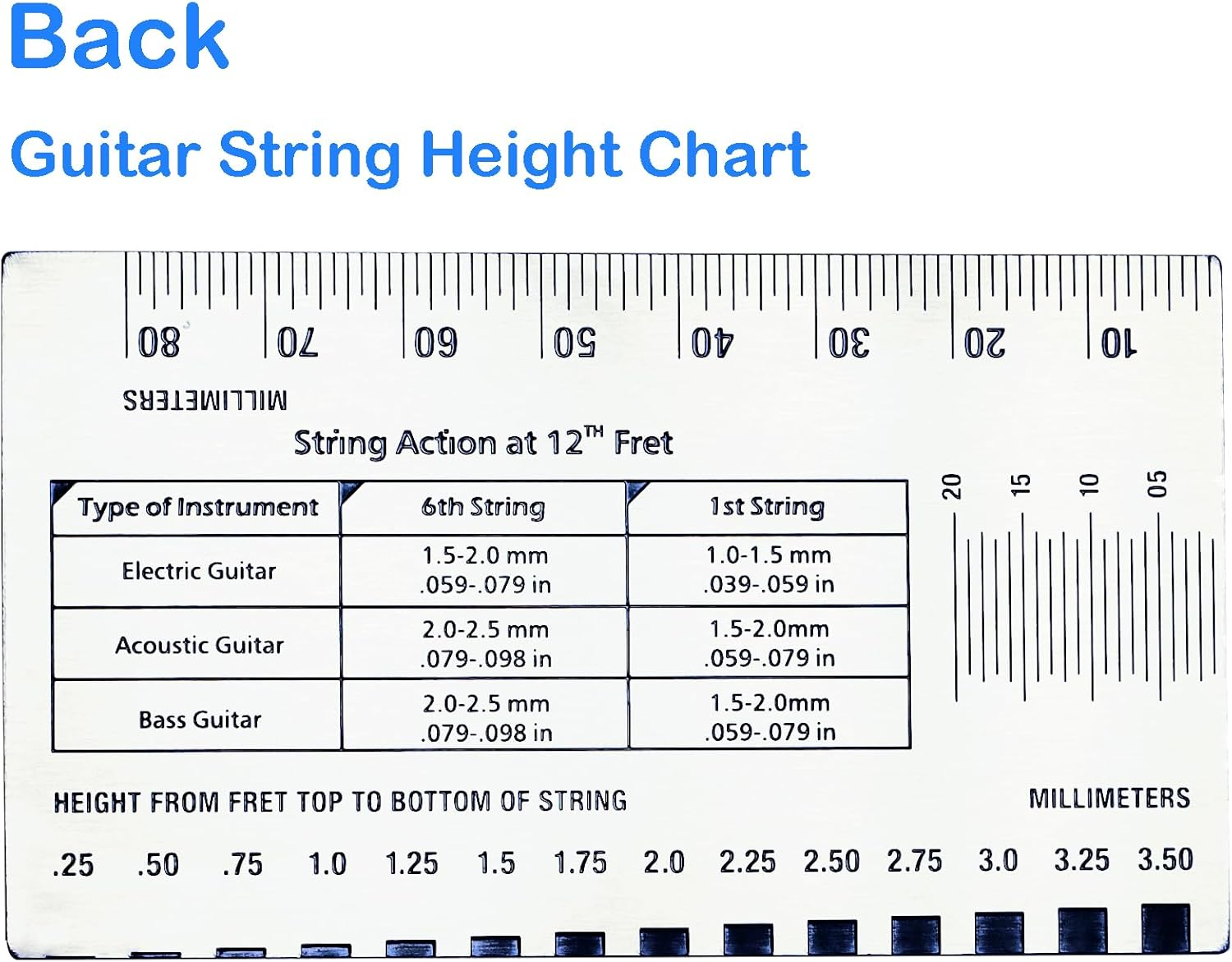 Guitar Action Gauge Ruler, String Height Gauge for Guitar image number 4