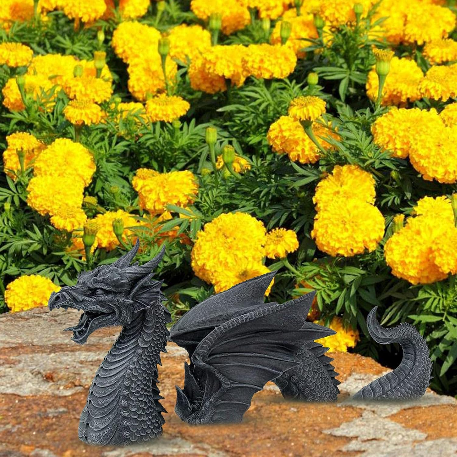 Garden Dragon Resin Gardening Statue, Dragon Garden Display Decorative Accent Sculpture, Decorative Sculpture for Patio, Front Garden, Lawn image number 1