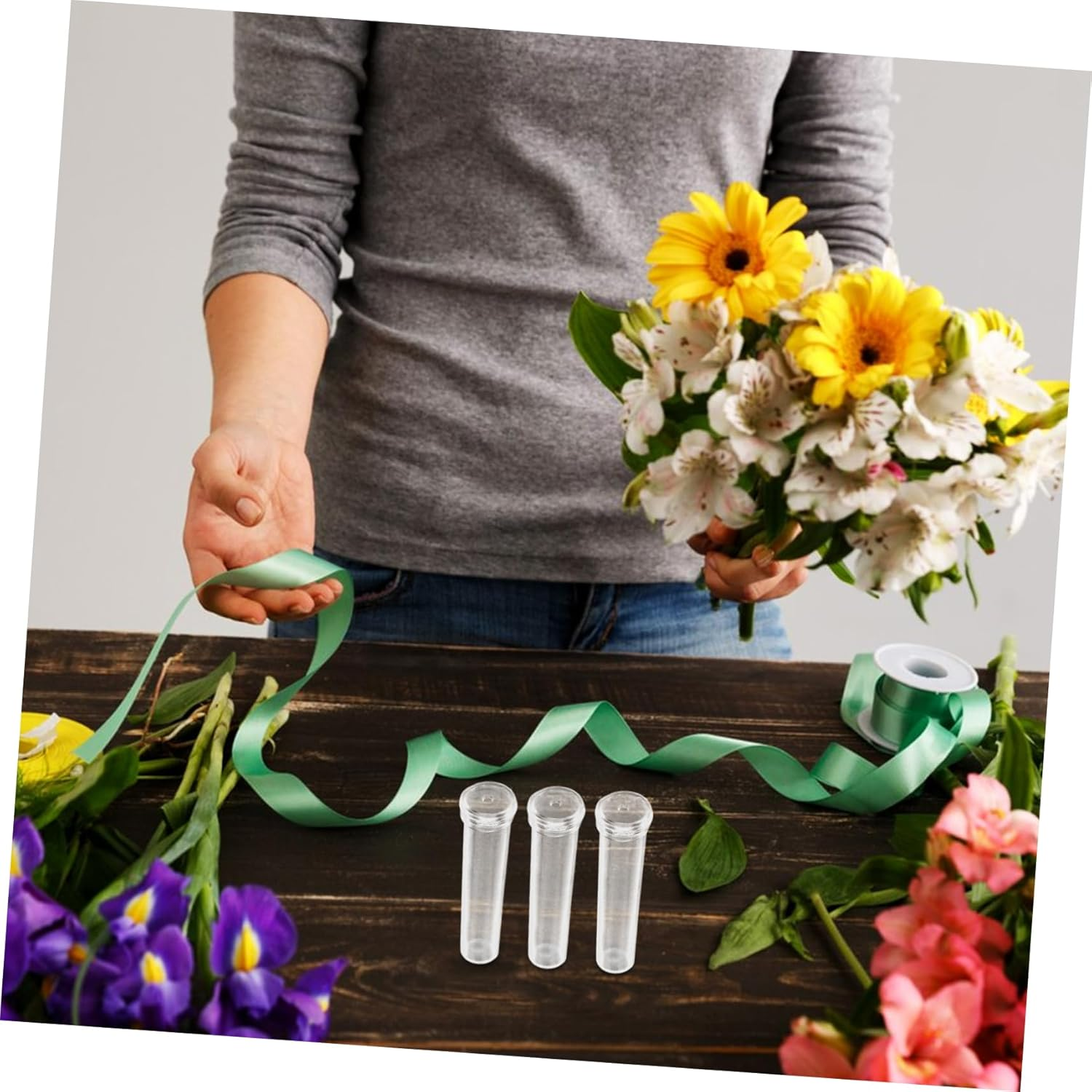 Water Container 200Pcs Plastic Nutrition Tube Long-Lasting Freshness Essential Florist Tool image number 1