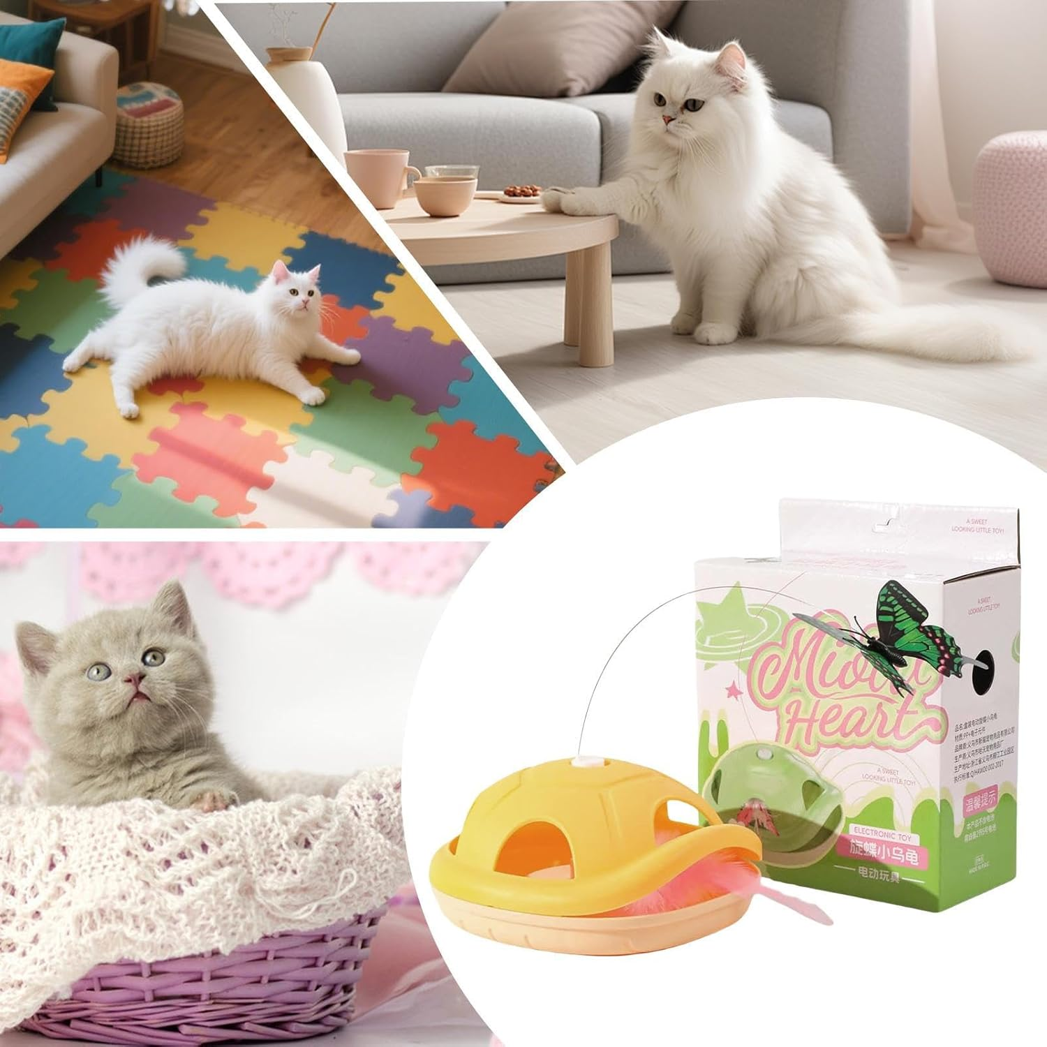 Cat Toy Wand - Automatic Cat Toys | Self-Moving Pet Teaser Wand with Butterfly for Boredom Exercise Kitten Development Entertainment Hunting Simulation