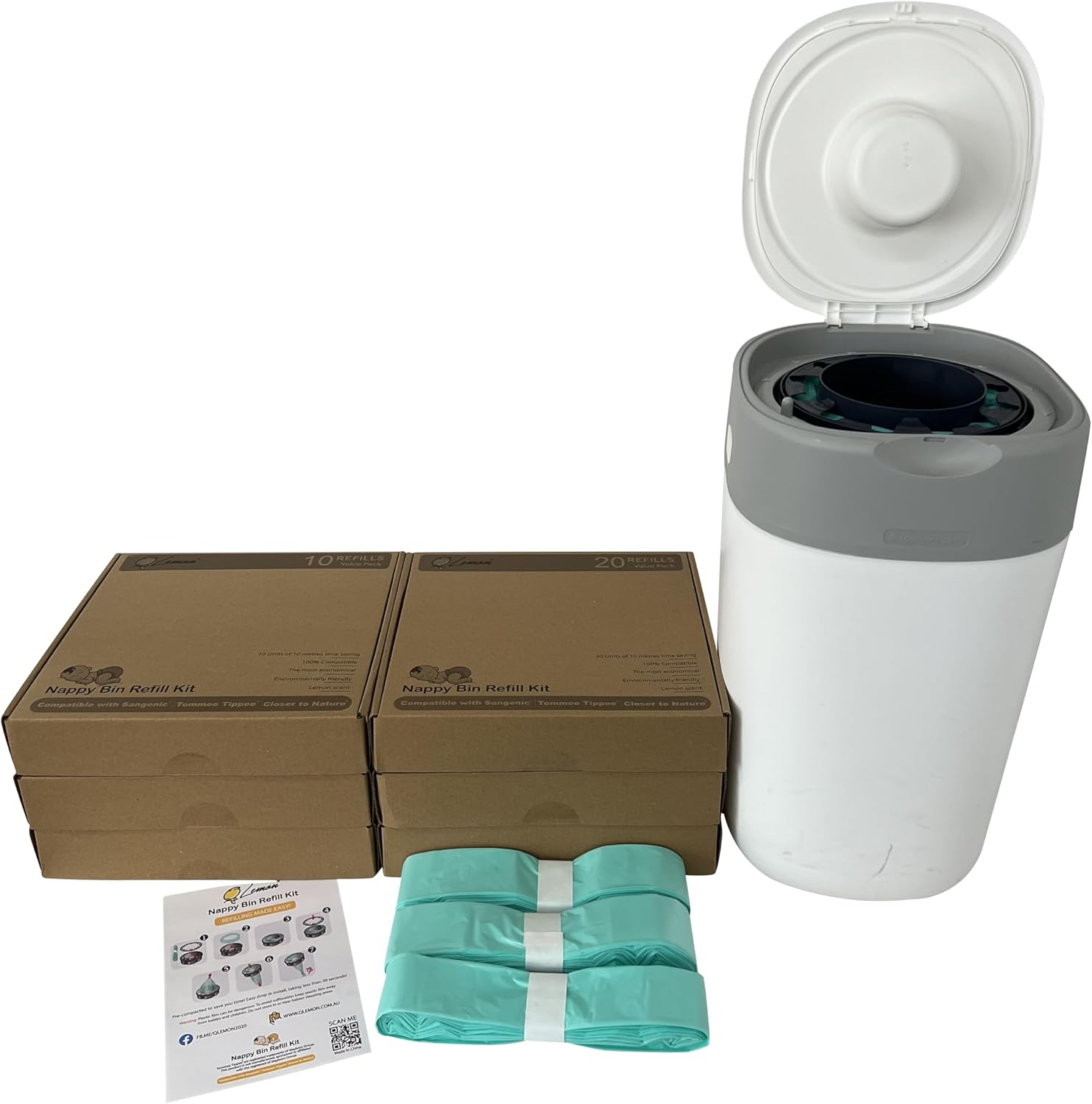 Pre-Compacted 200M Nappy Bin Refills Value Pack for Tommee Tippee Twist & Click (20 Pack) image number 2